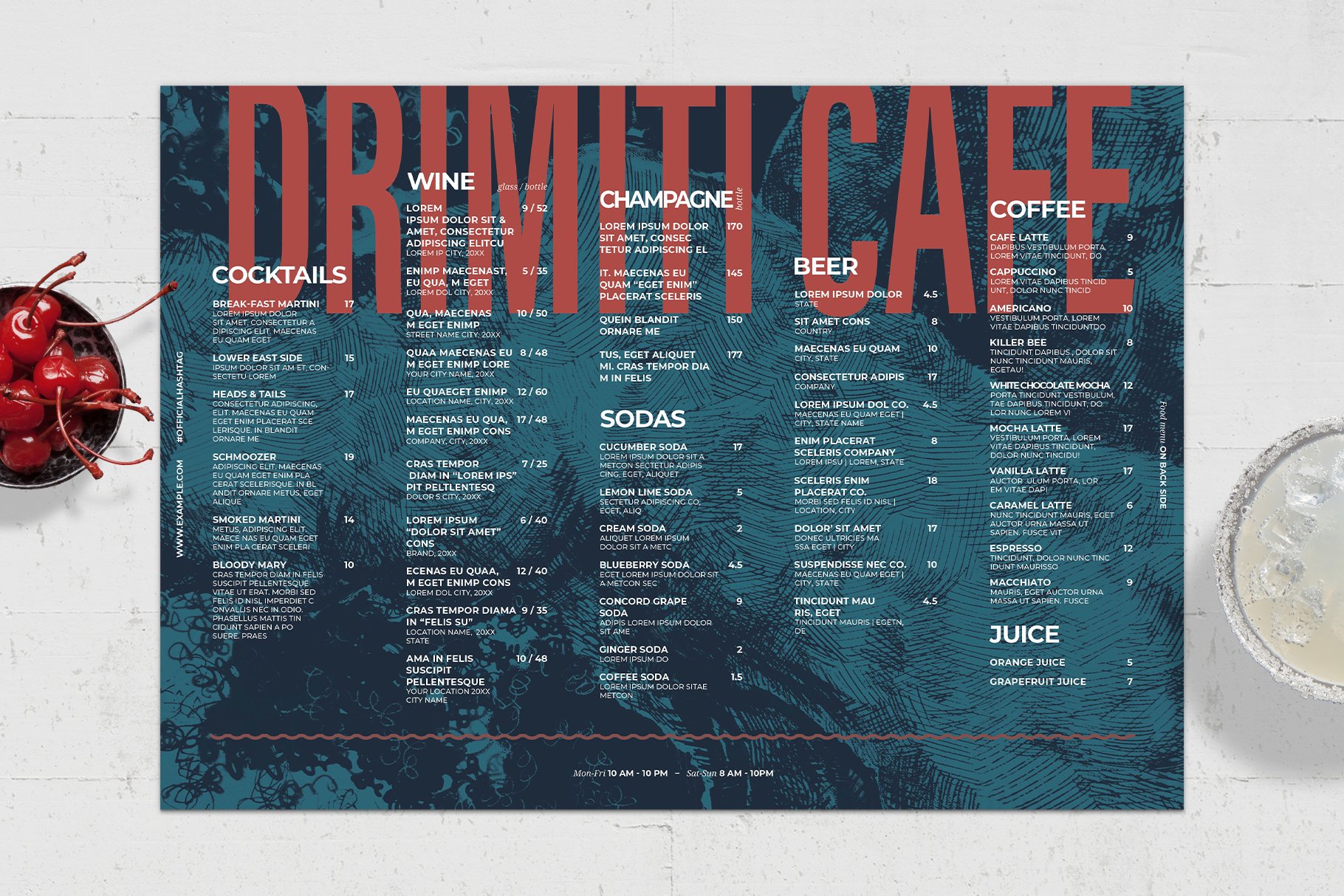 Restaurant Placemat Menu Template preview image.