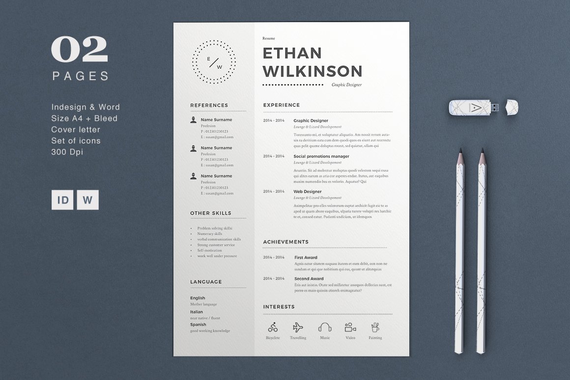 Clean and modern resume is displayed on a table.