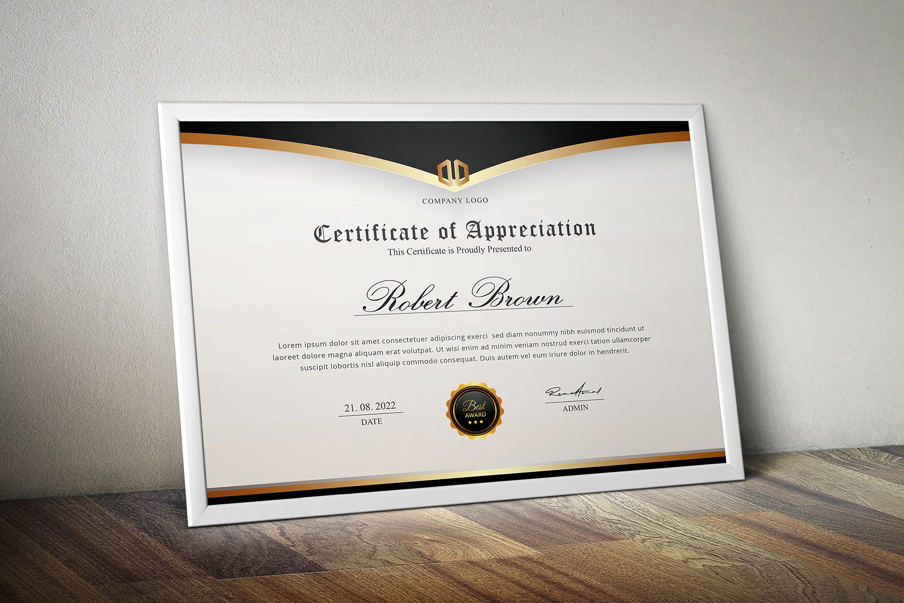 Certificate preview image.