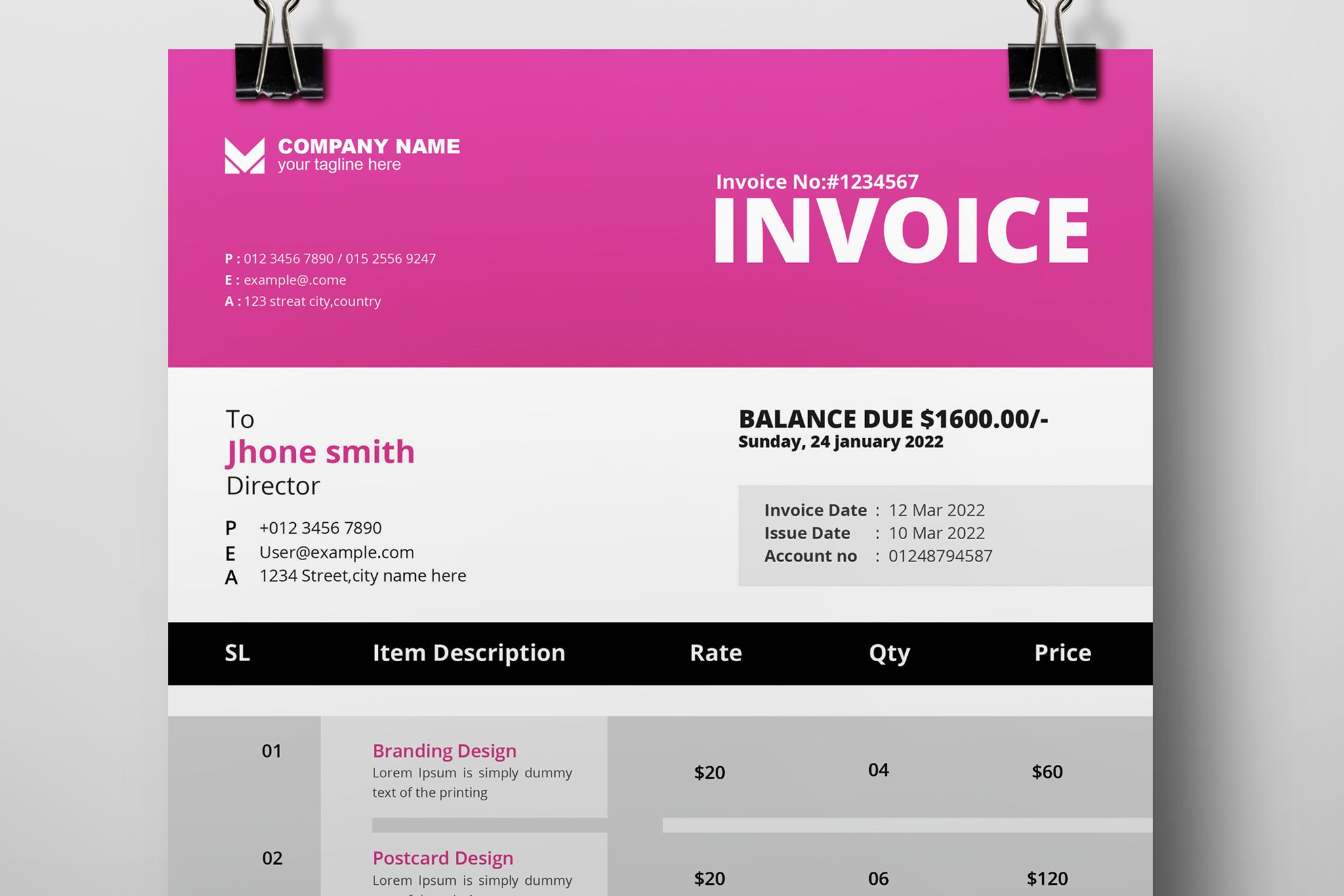 Minimal Invoice Layout preview image.