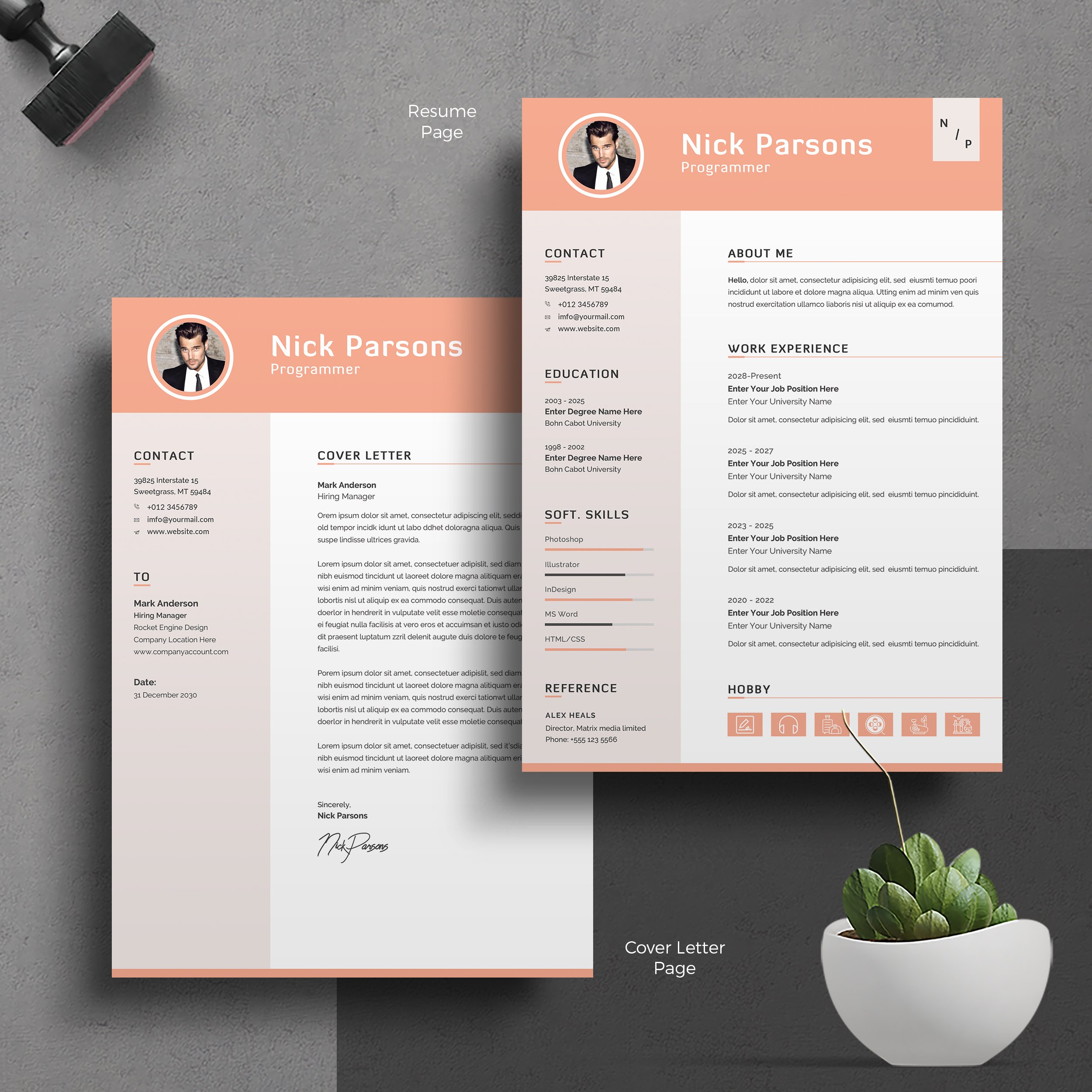 Clean and modern resume and cover letter.