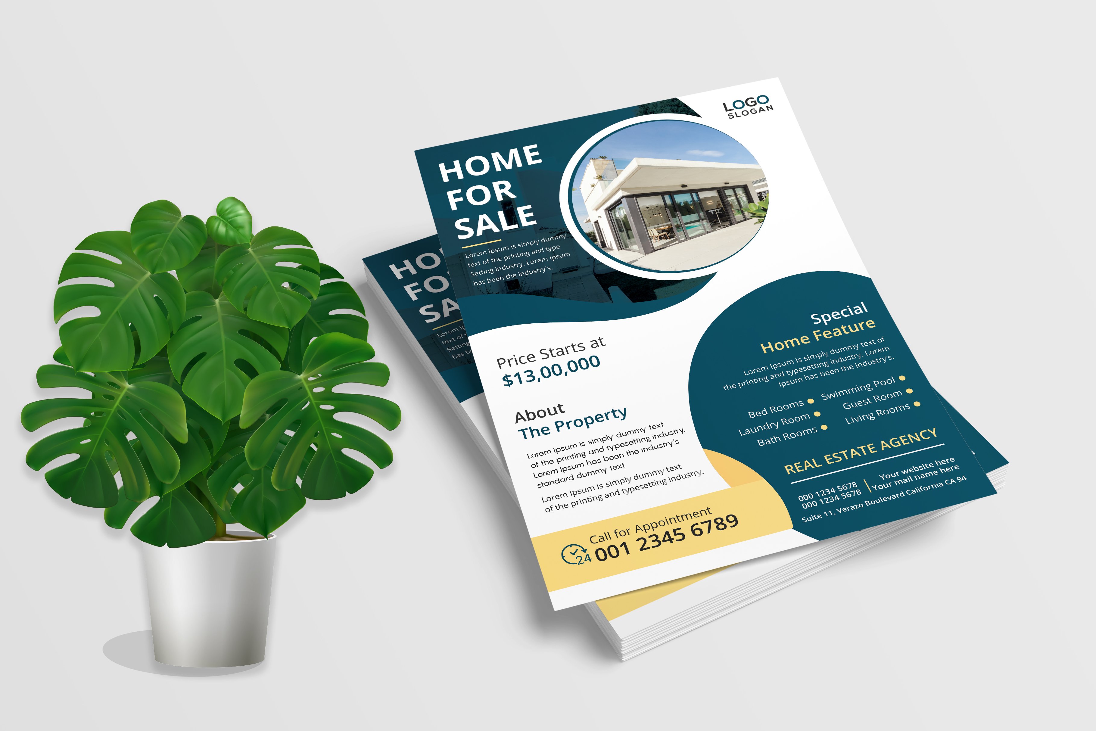 Home sale flyer template preview image.