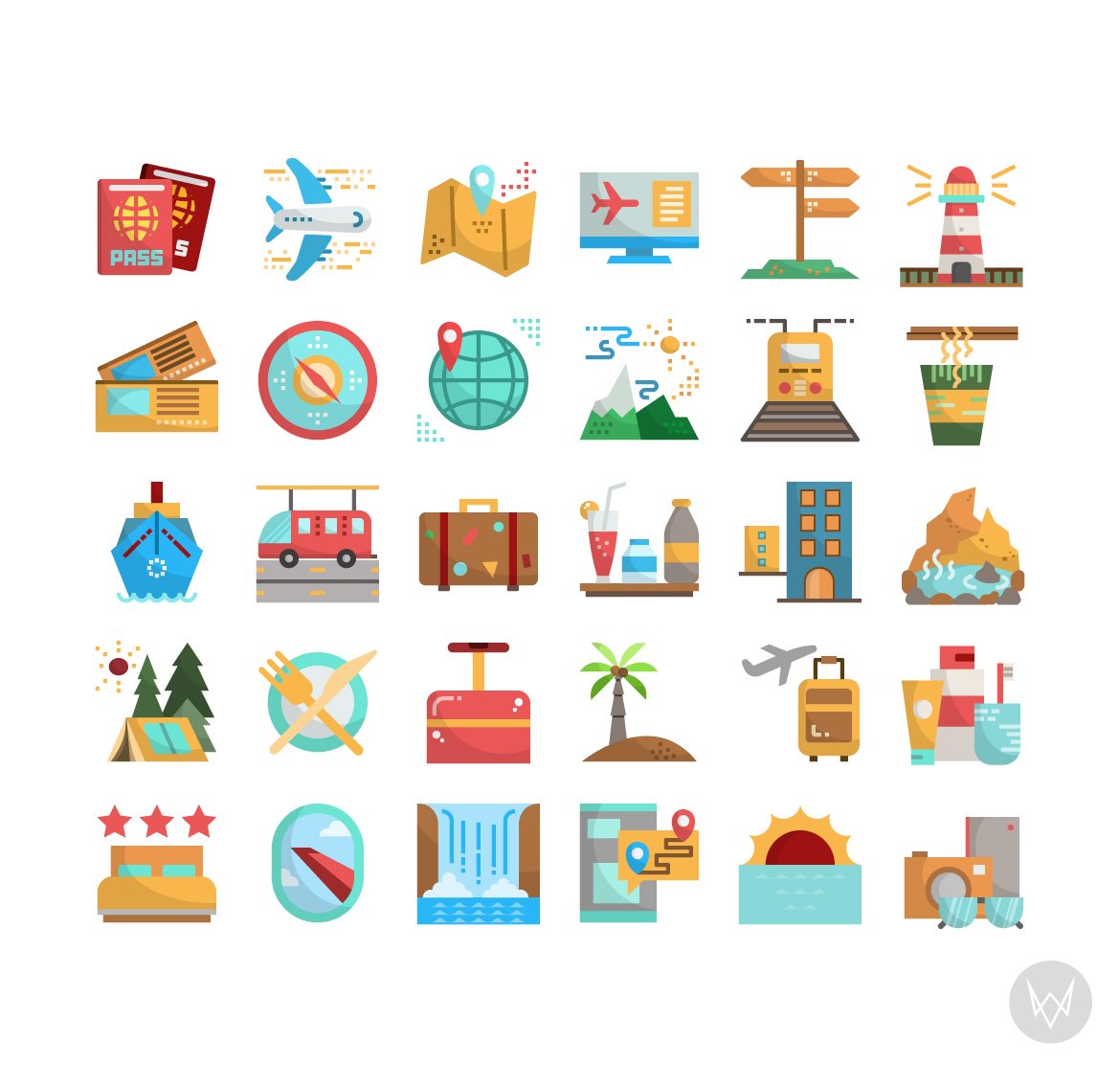 30 Vacation Icon Sets preview image.