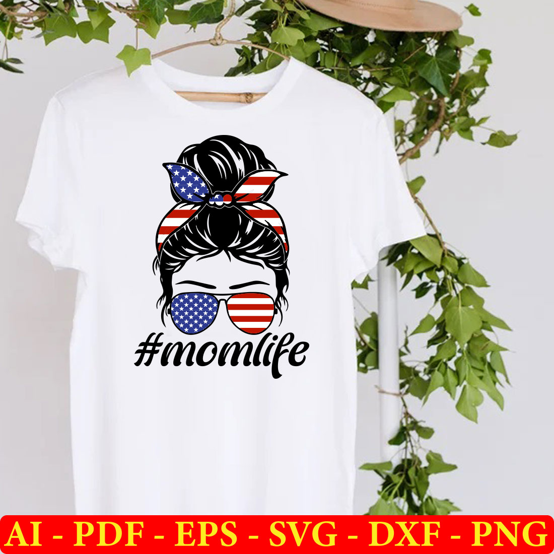 T - shirt with an american flag and a woman's face on it.