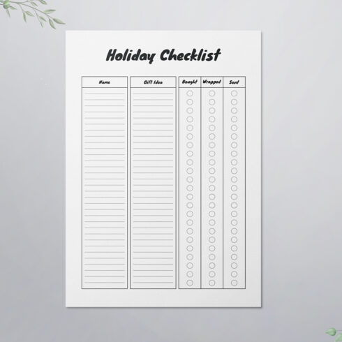 Holiday Checklist | KDP Interior cover image.