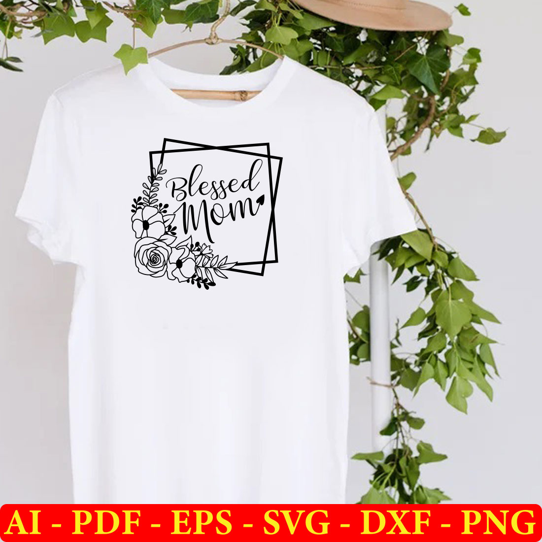 White t - shirt with a floral design on it.