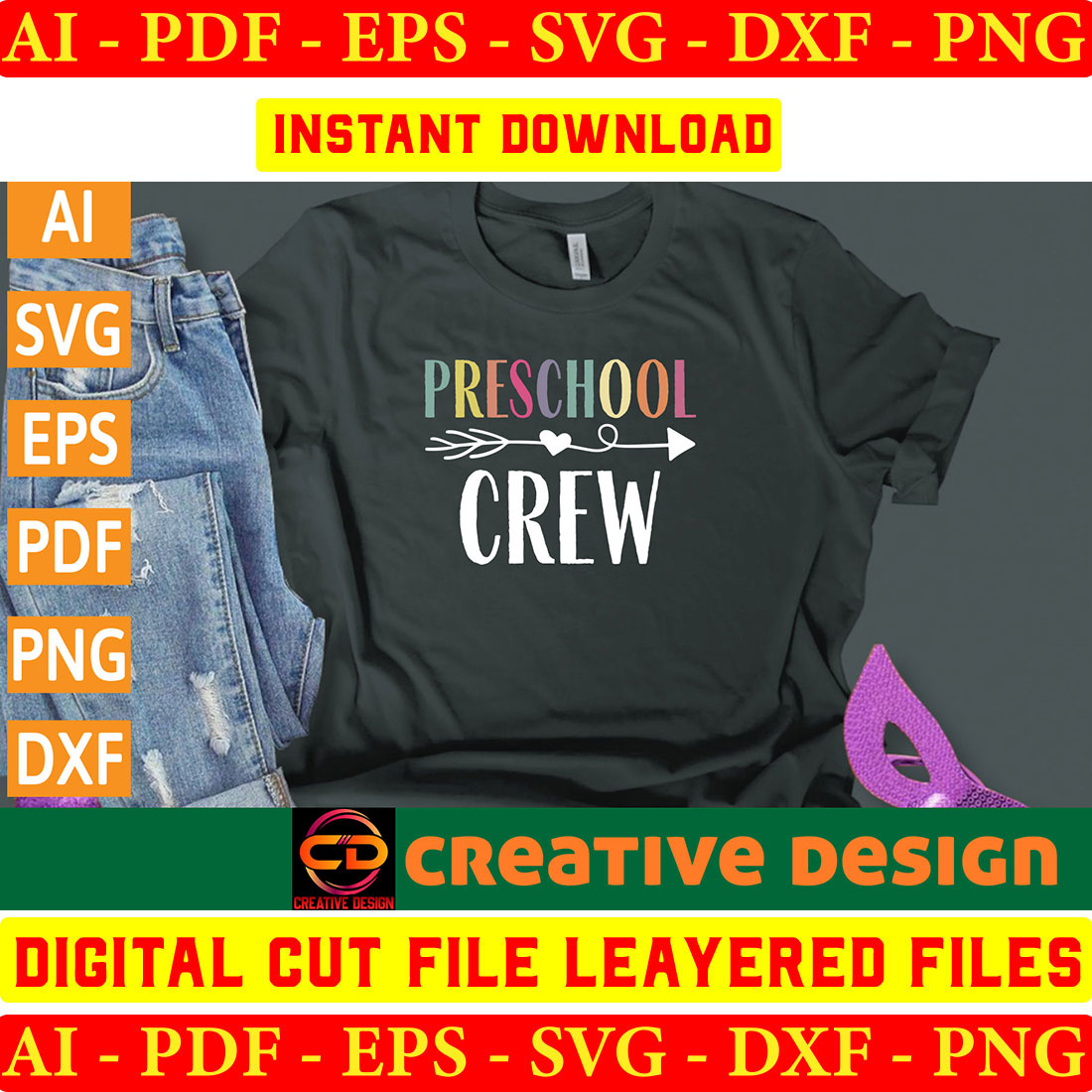 T - shirt with the words preschool crew on it.