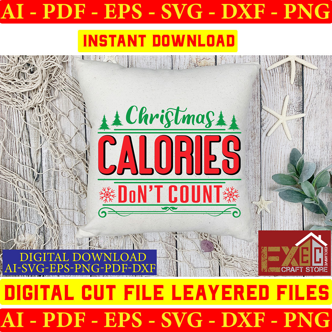 Christmas calories don't count digital cut file layered files.