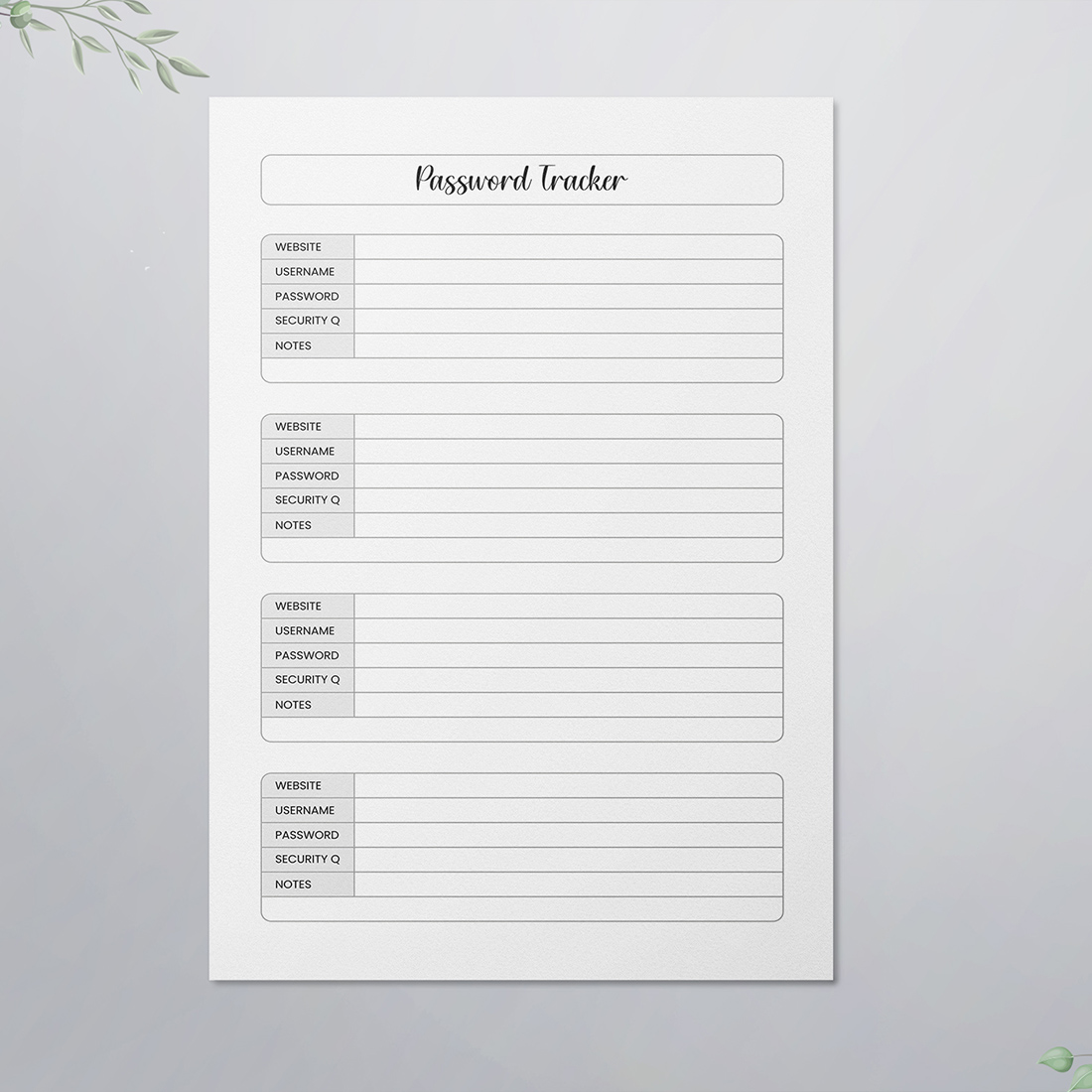 Password Tracker Logbook KDP Interior cover image.