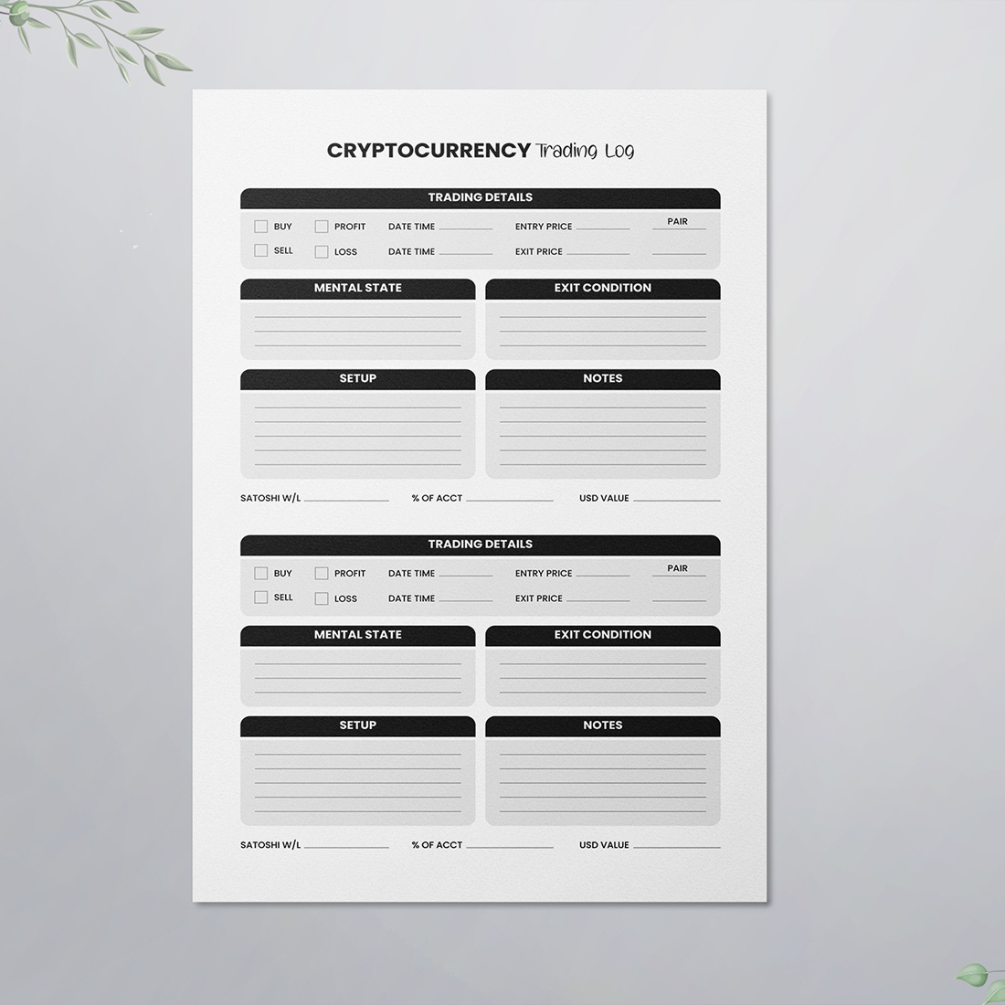 Cryptocurrency Trading Logbook cover image.