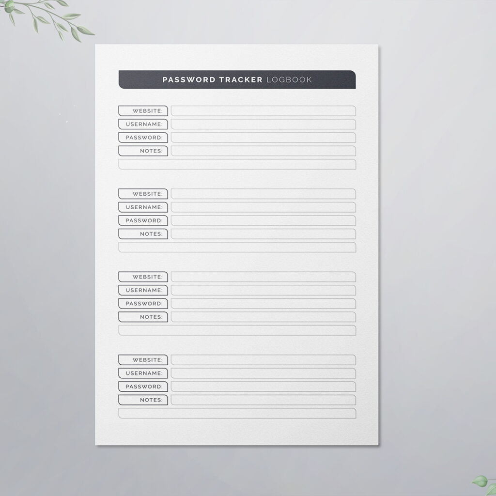 Password Tracker Logbook KDP Interior - MasterBundles