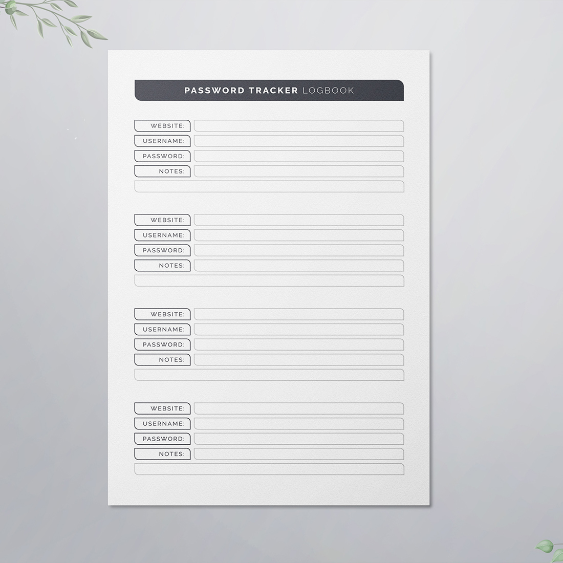 Password Tracker Logbook KDP Interior cover image.