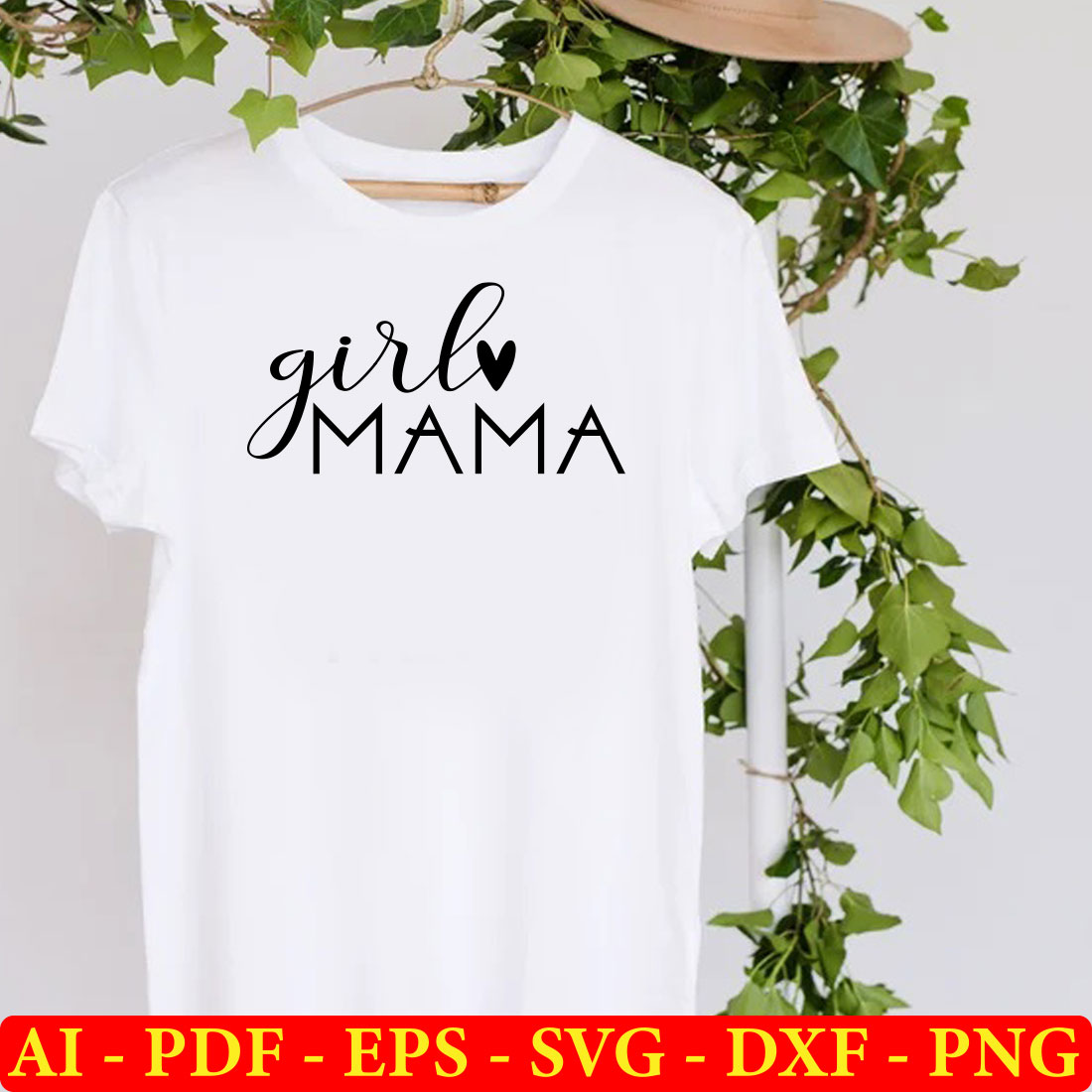 White shirt that says girl mama on it.