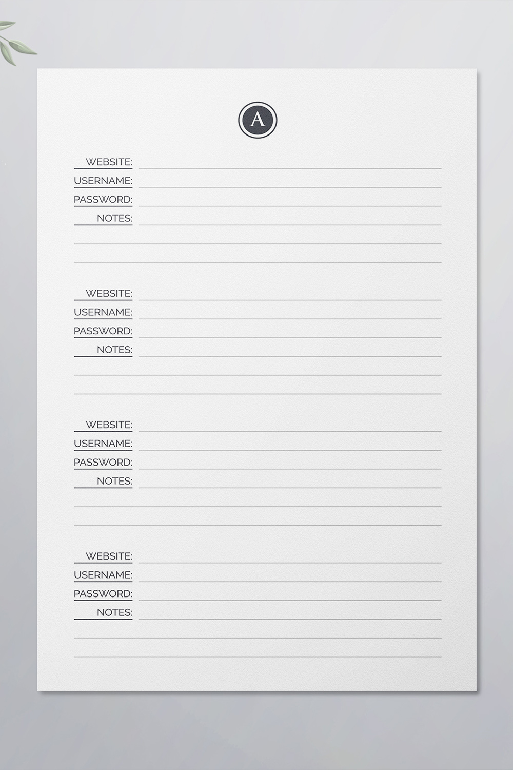 Password Tracker Logbook KDP Interior pinterest preview image.