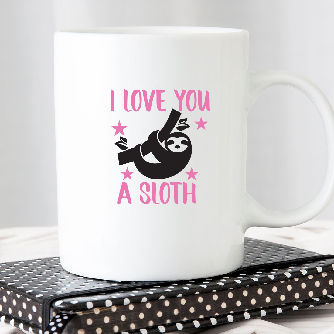 Coffee mug that says i love you a sloth.