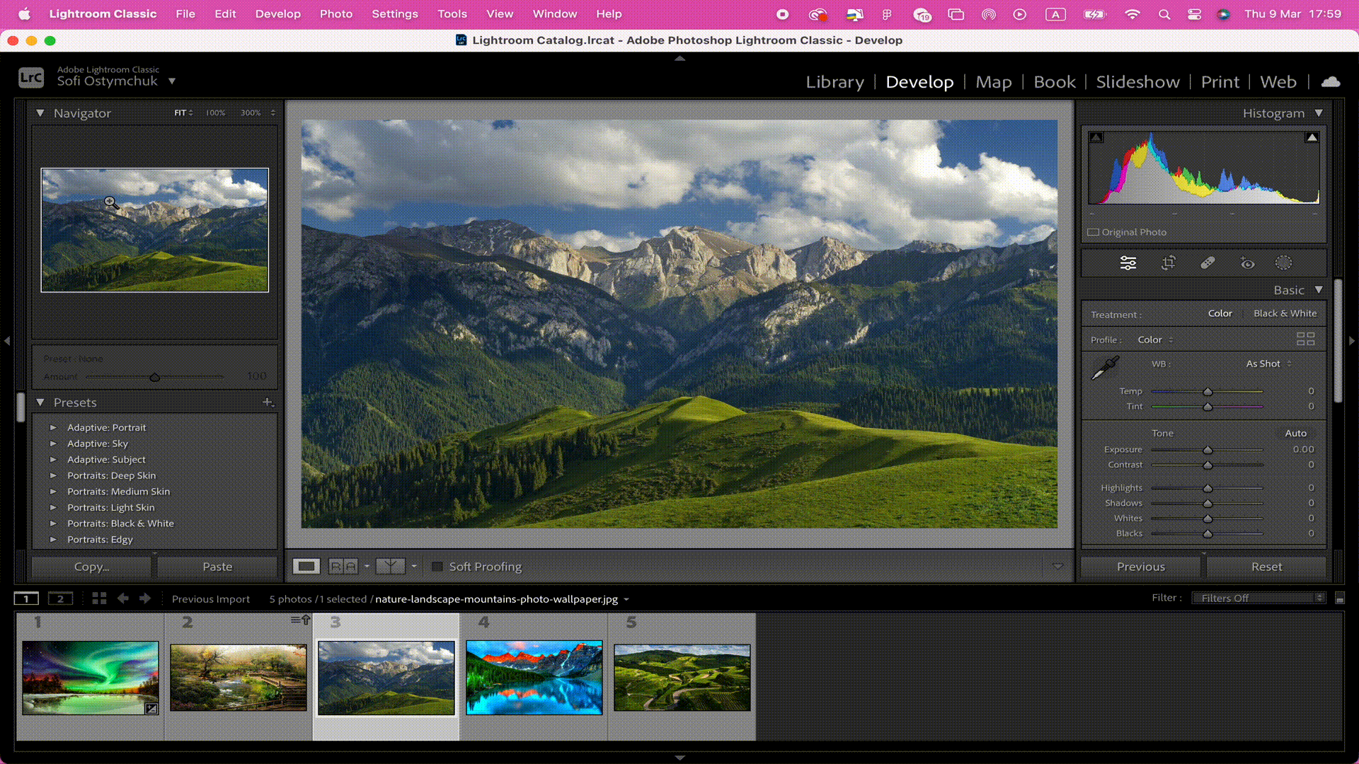 Screenshot of Lightroom with Lights Out.