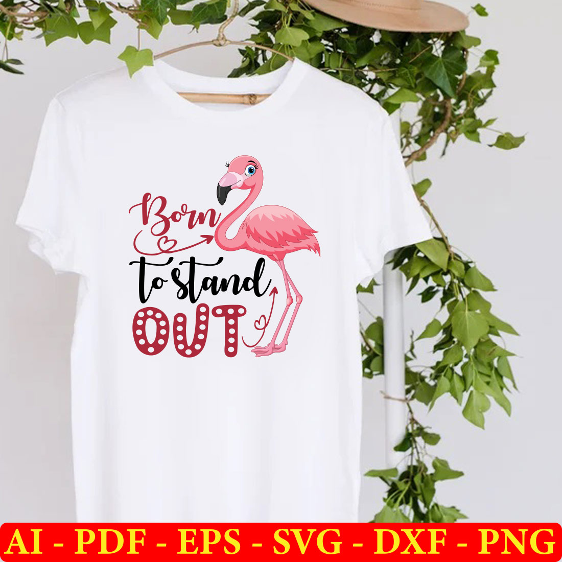 T - shirt with a flamingo saying born to stand out.