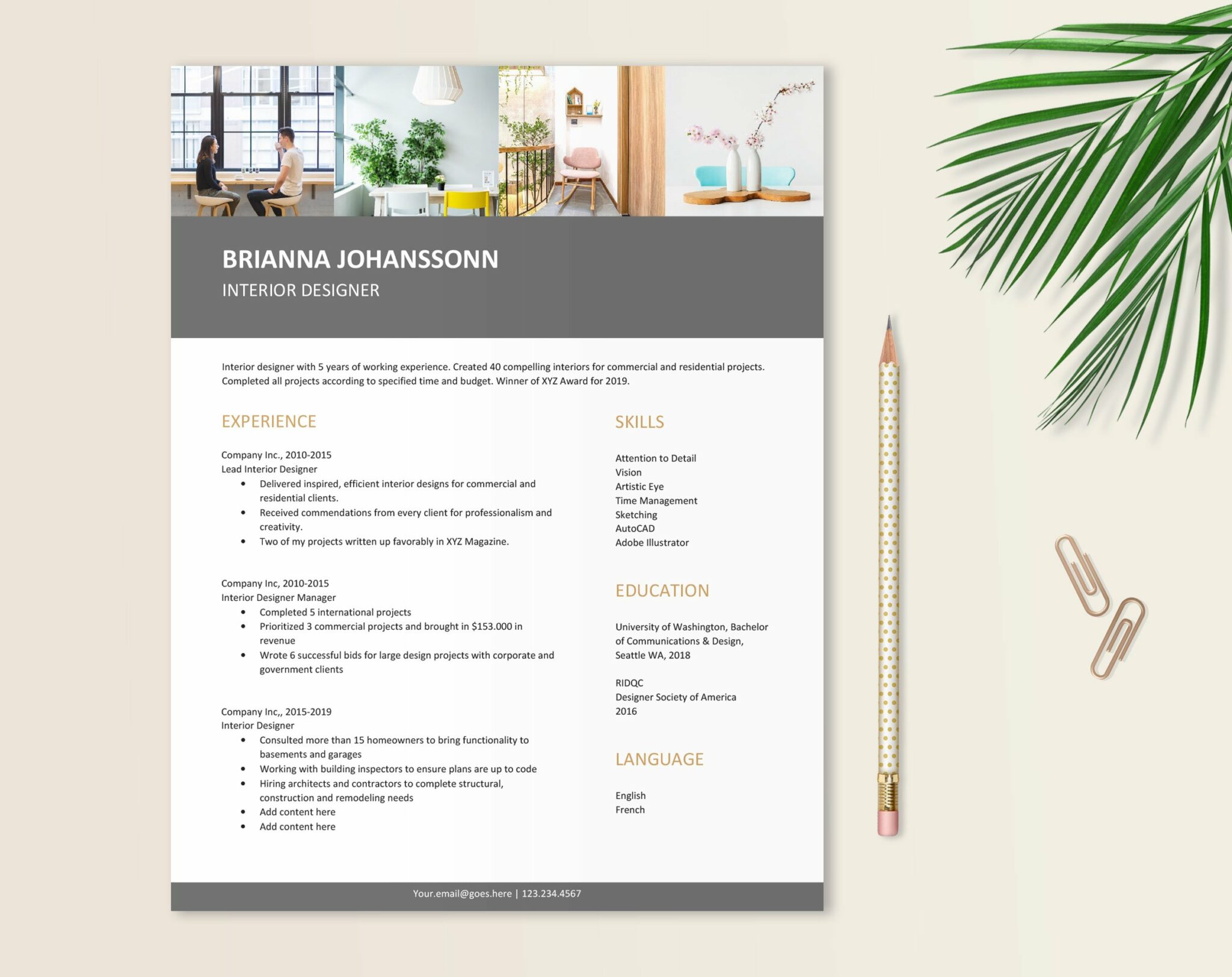 Interior Designer, Decorator Resume – MasterBundles