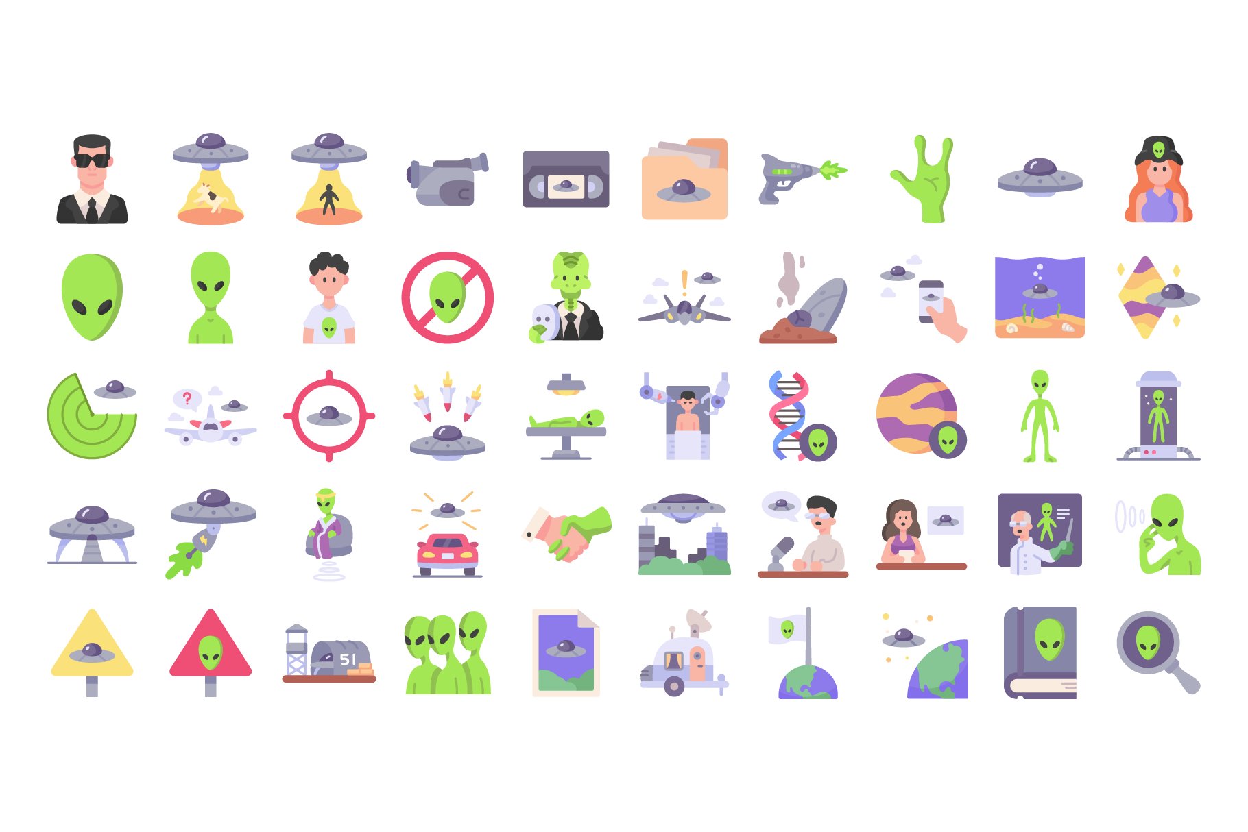 50 UFO and Alien Icons preview image.
