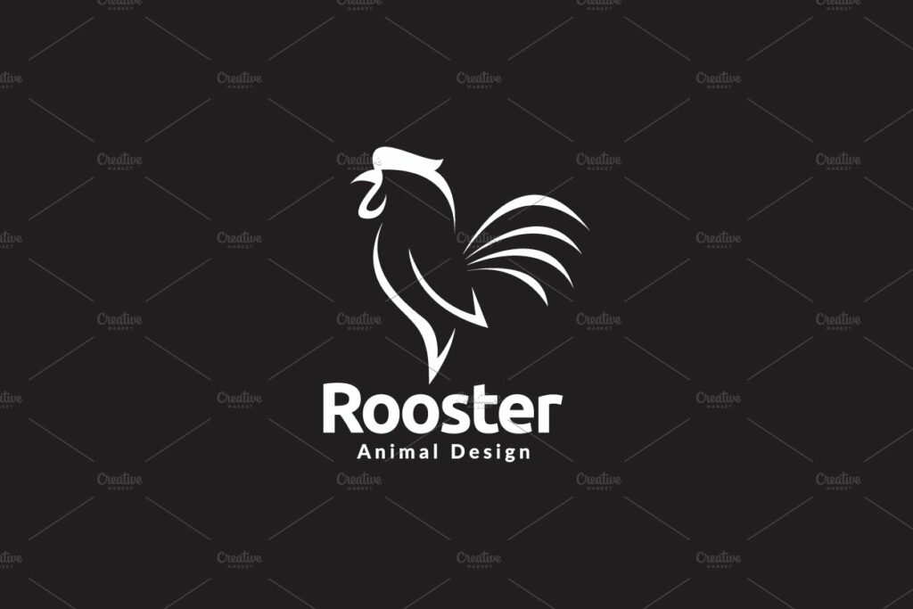 minimal rooster crowing modern logo – MasterBundles