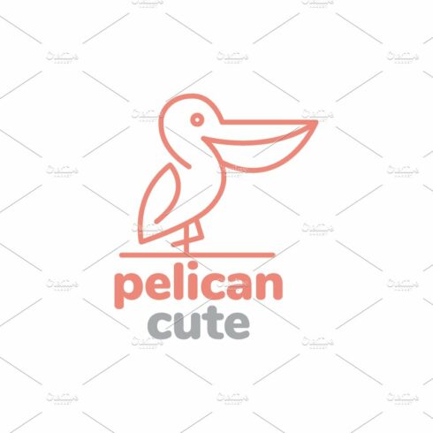 line art little pelican logo design cover image.