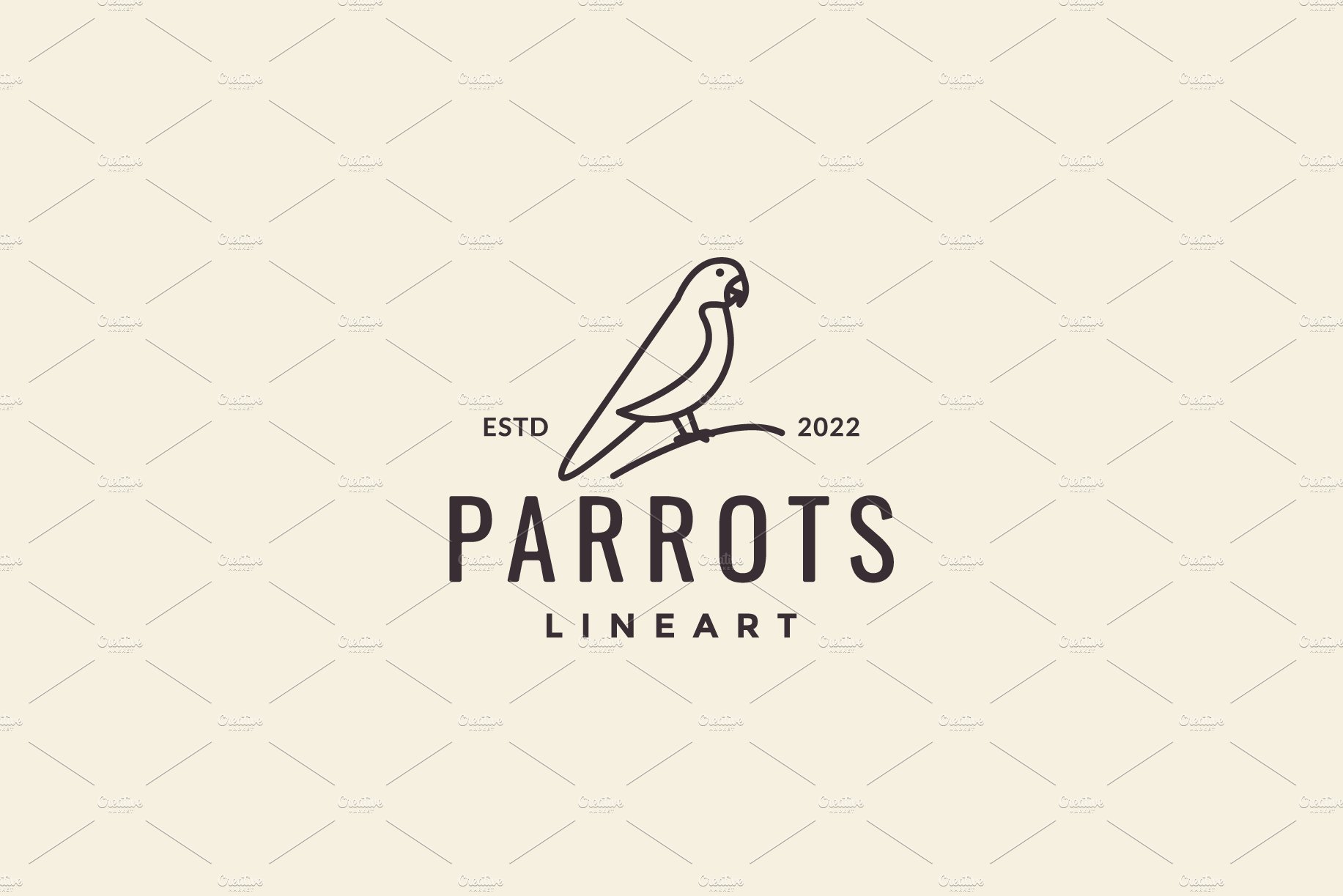 bird parrot with twig line logo cover image.