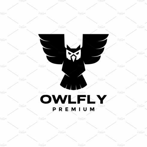 flying owl hunting night logo design cover image.