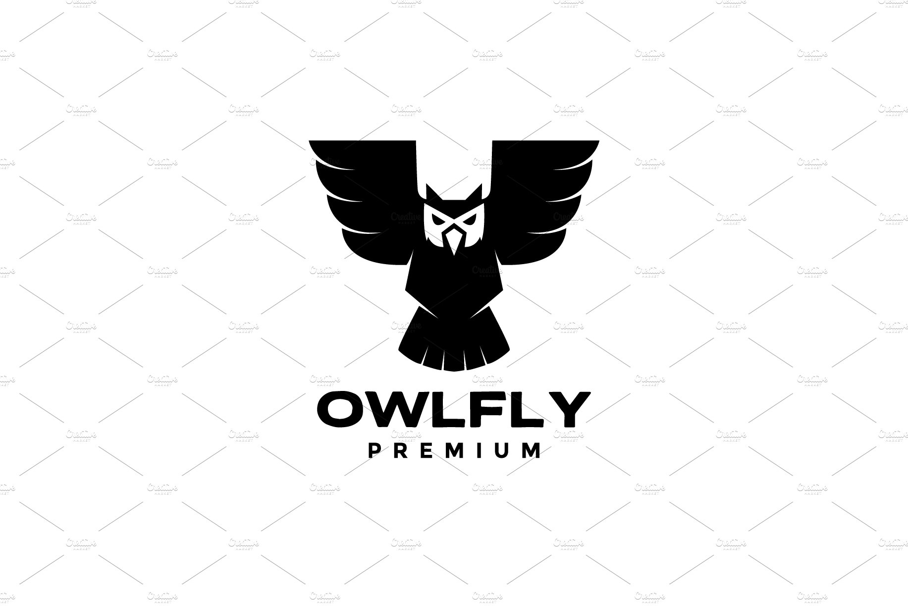 flying owl hunting night logo design cover image.