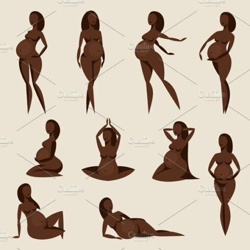 Set of pregnant women. cover image.
