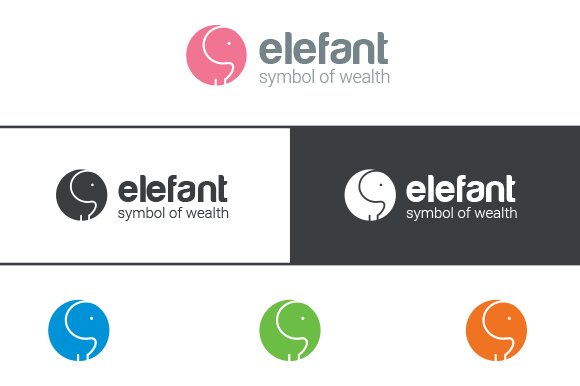 Elephant logo circle design preview image.