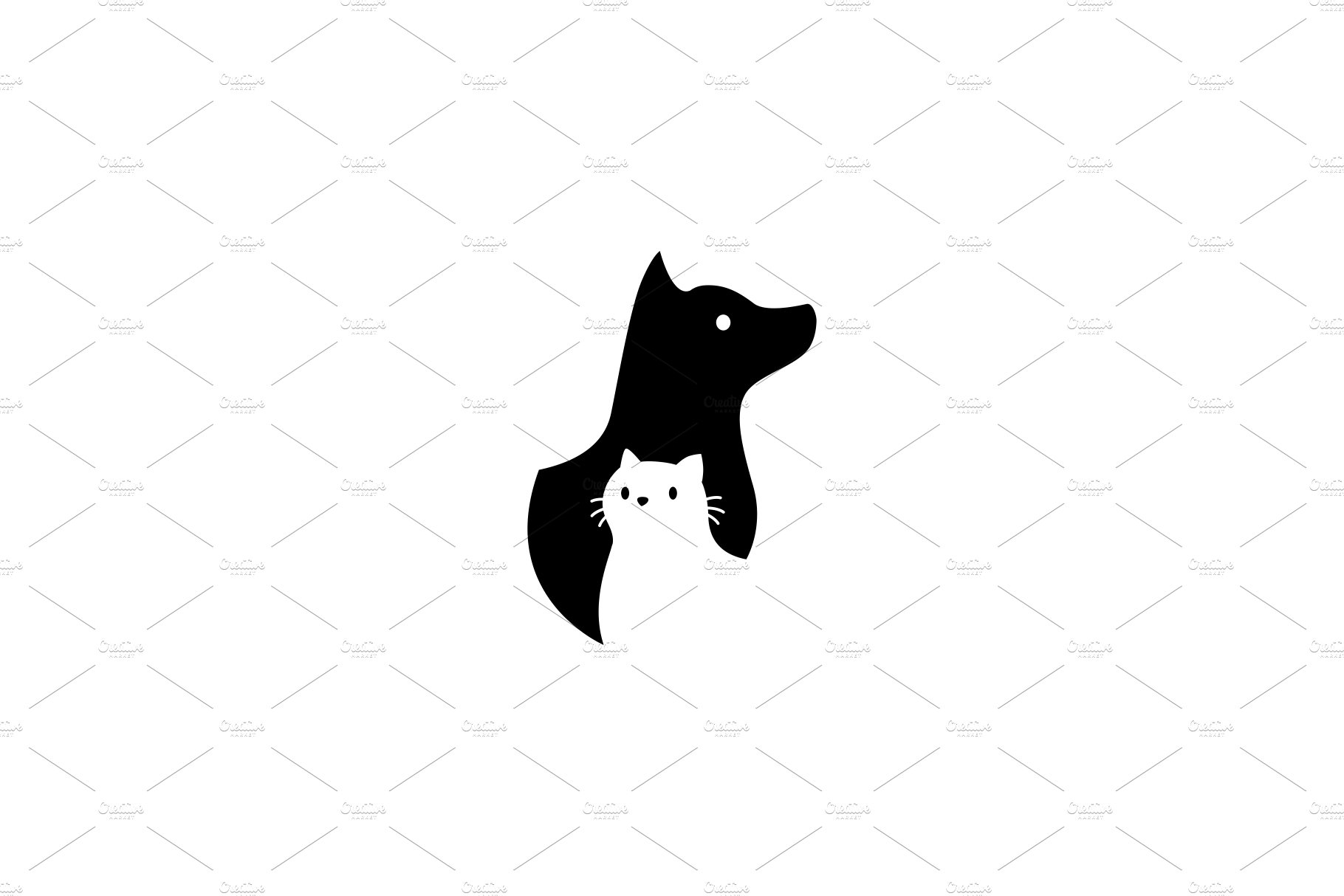dog and cat on negative space logo cover image.