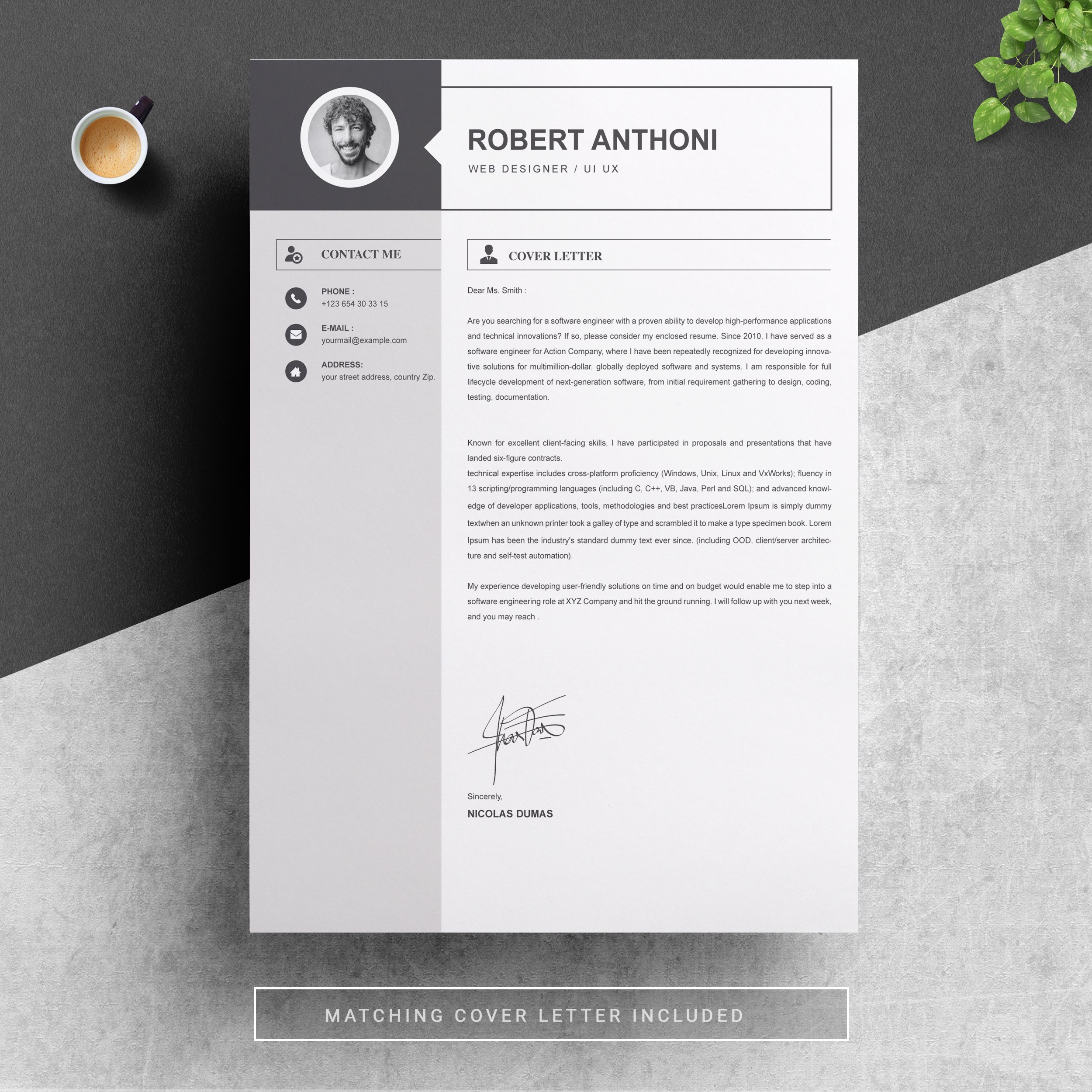 03 resume cover letter page free resume design template 165