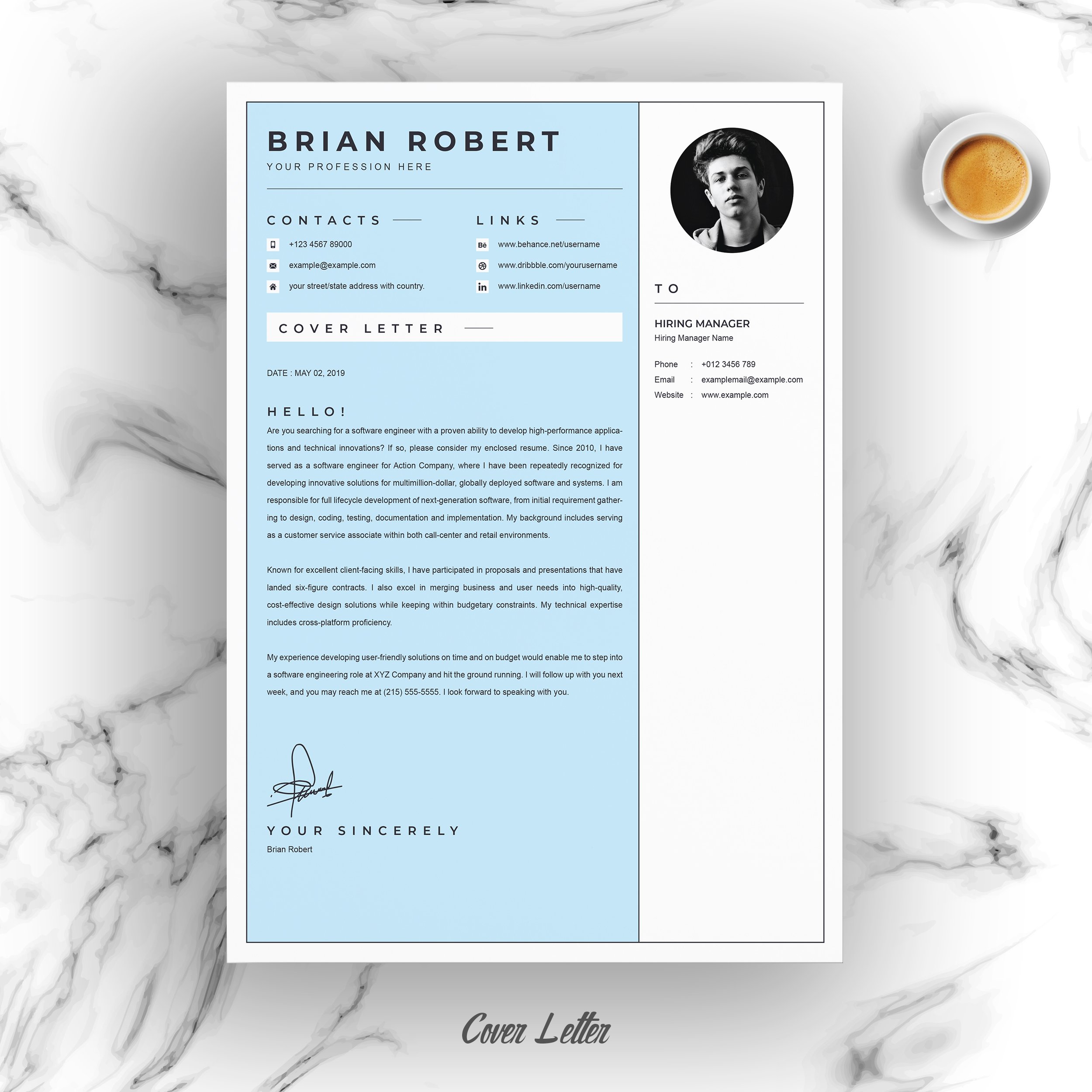 03 resume cover letter page free resume design template 234