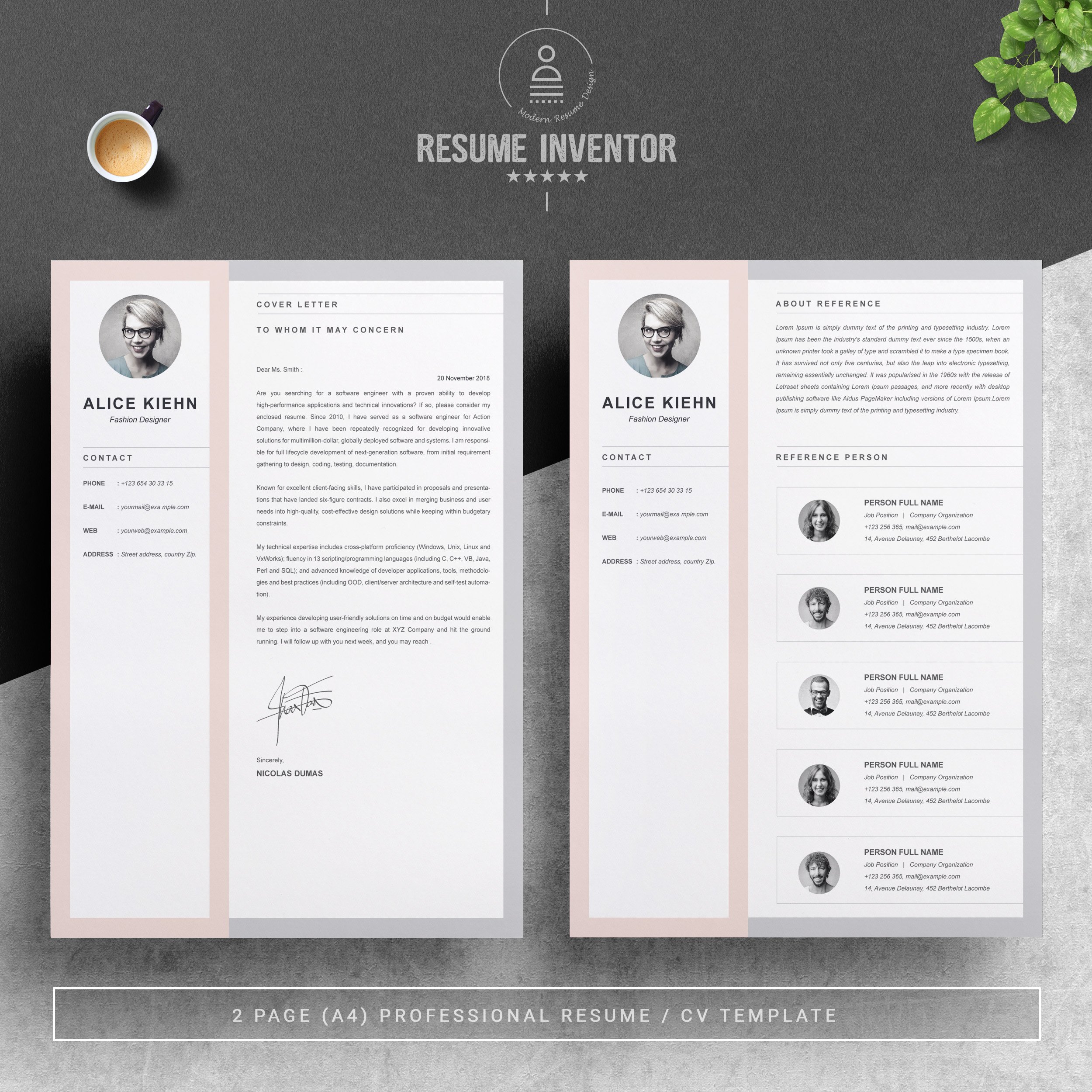 03 2 pages free resume design template 191