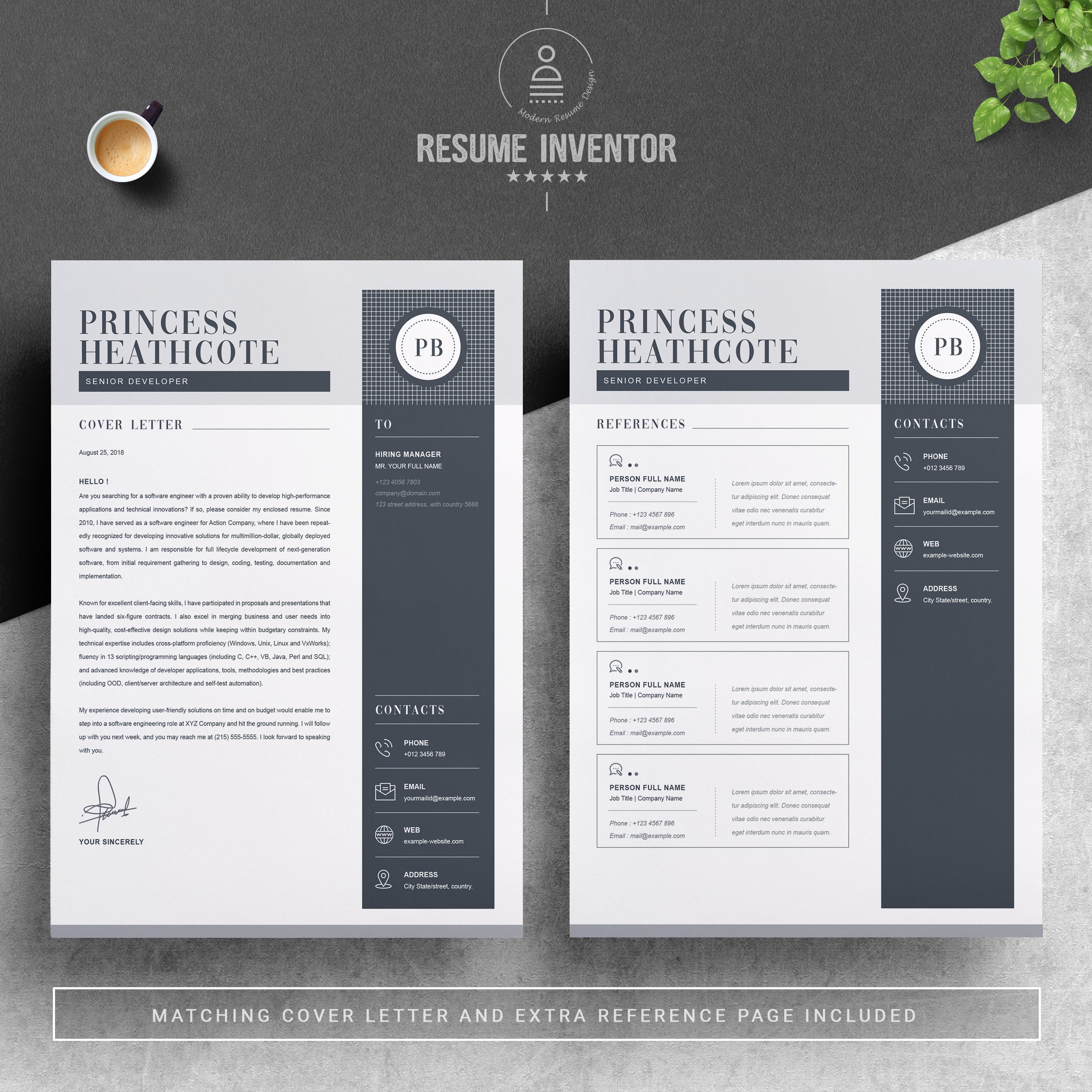03 2 pages free resume design template 212