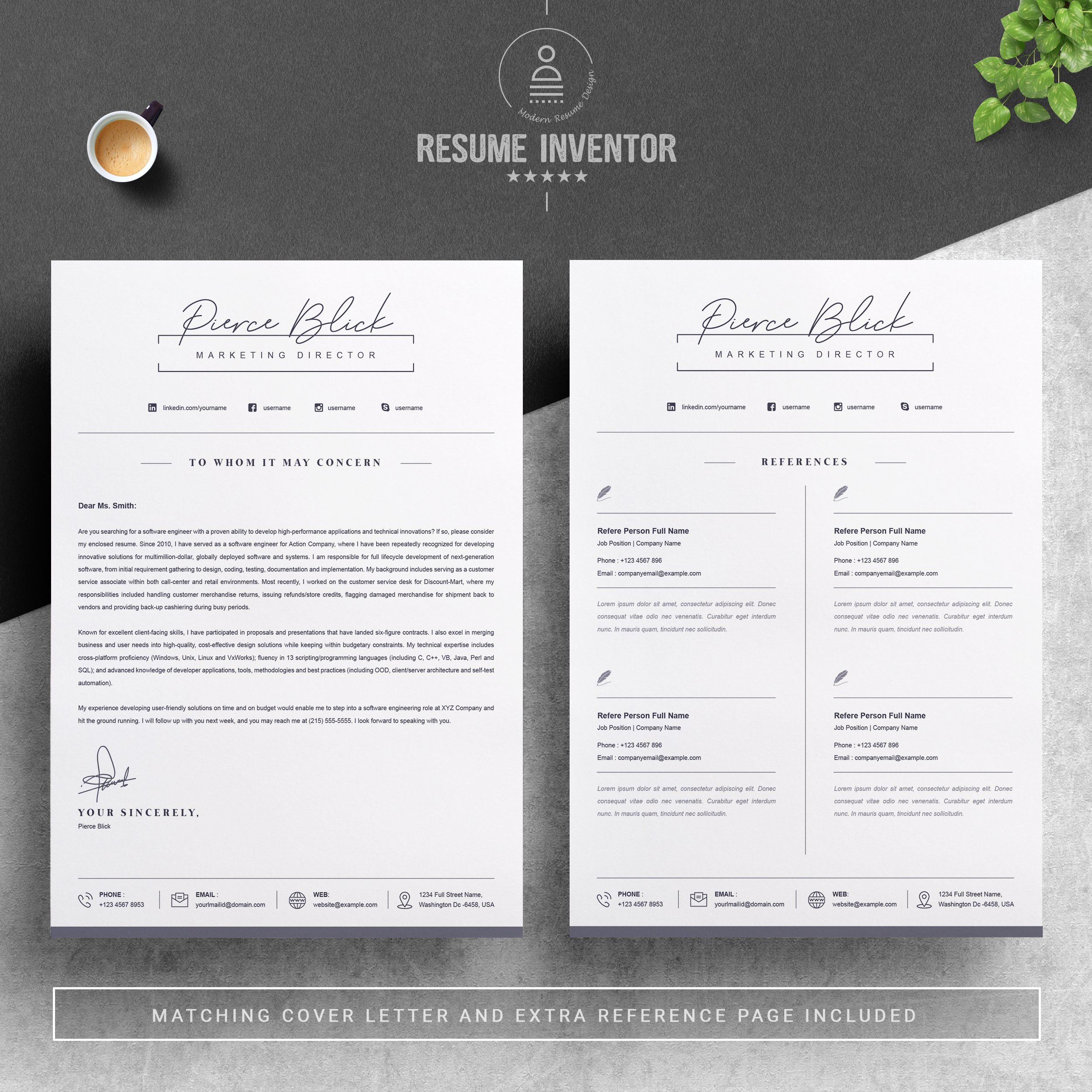 03 2 pages free resume design template 304