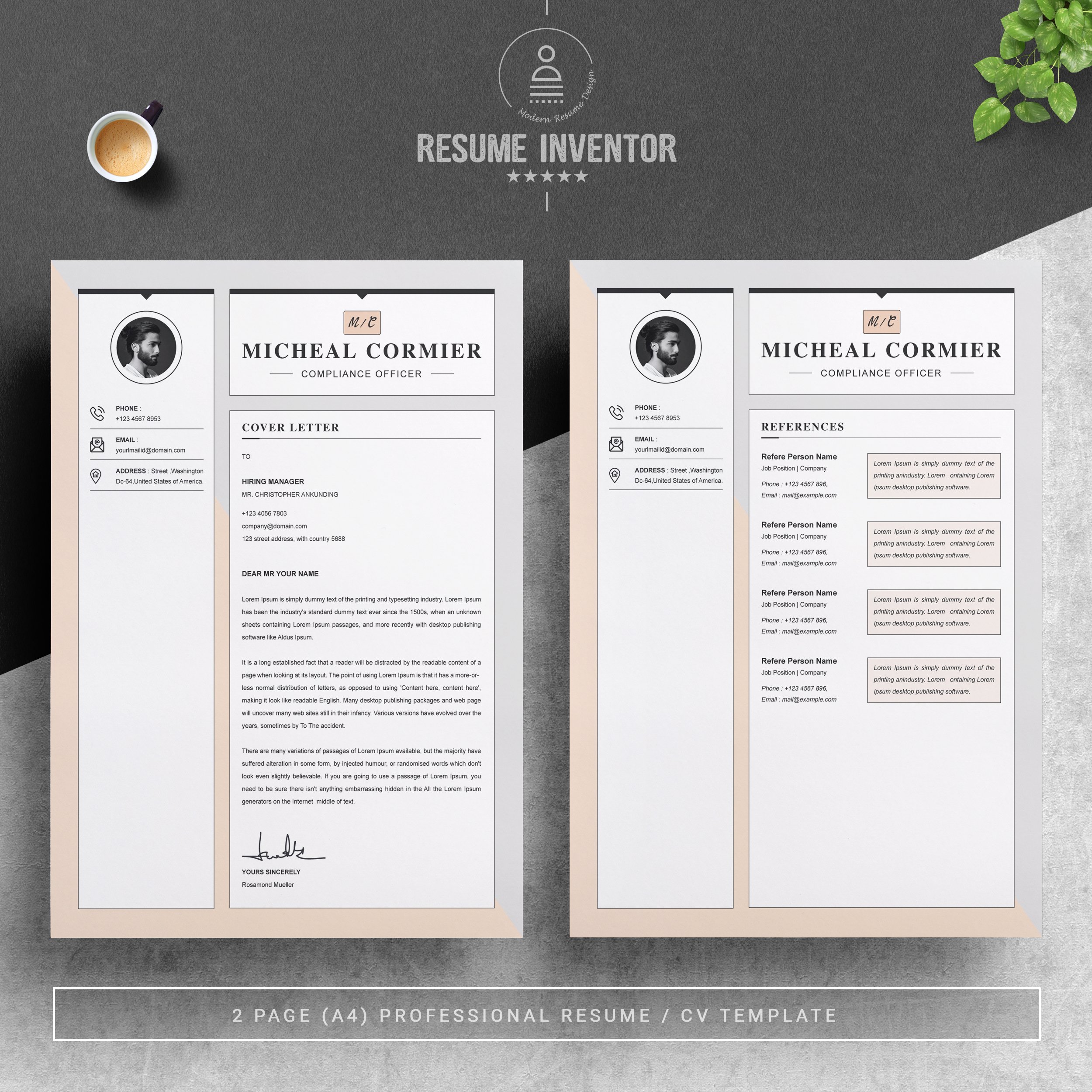 03 2 pages free resume design template 450