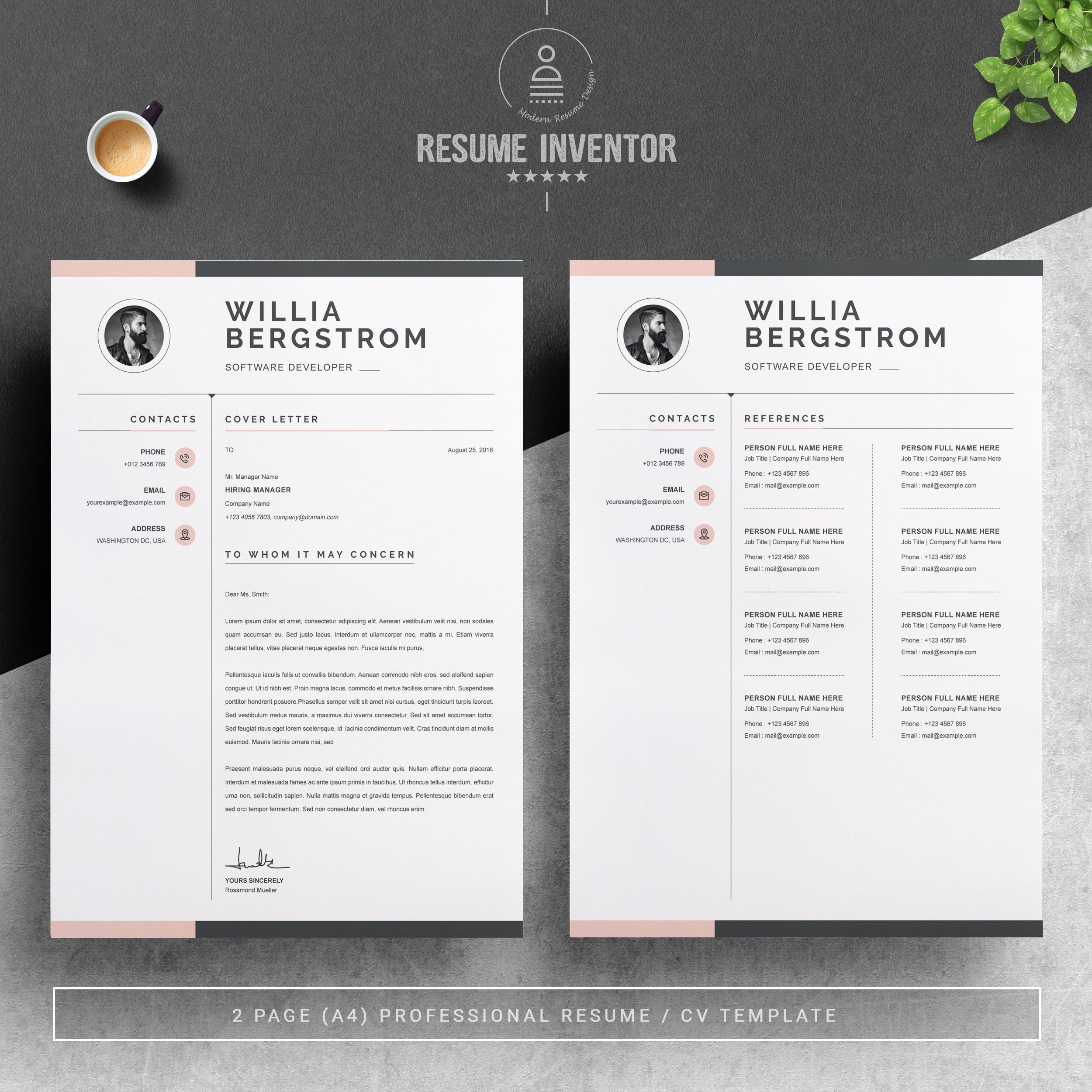 03 2 pages free resume design template 47
