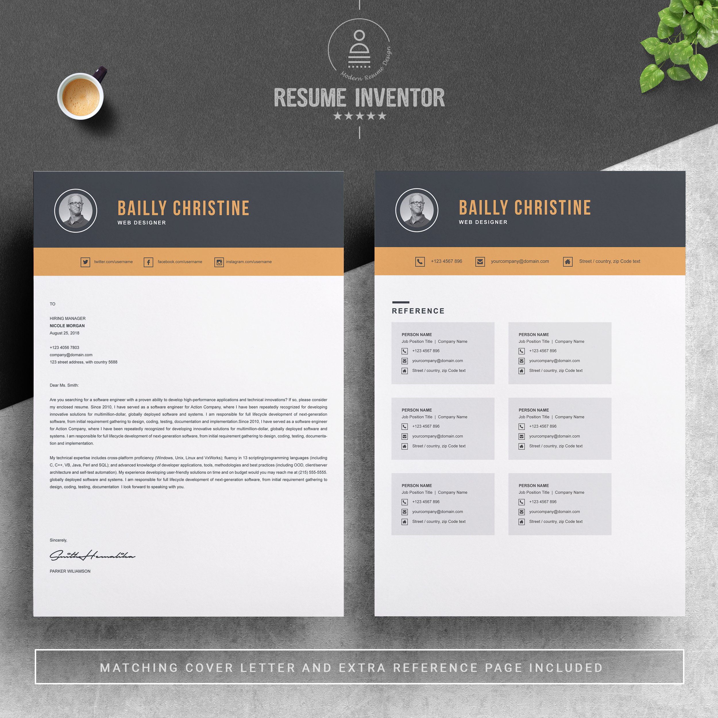 03 2 pages free resume design template 505