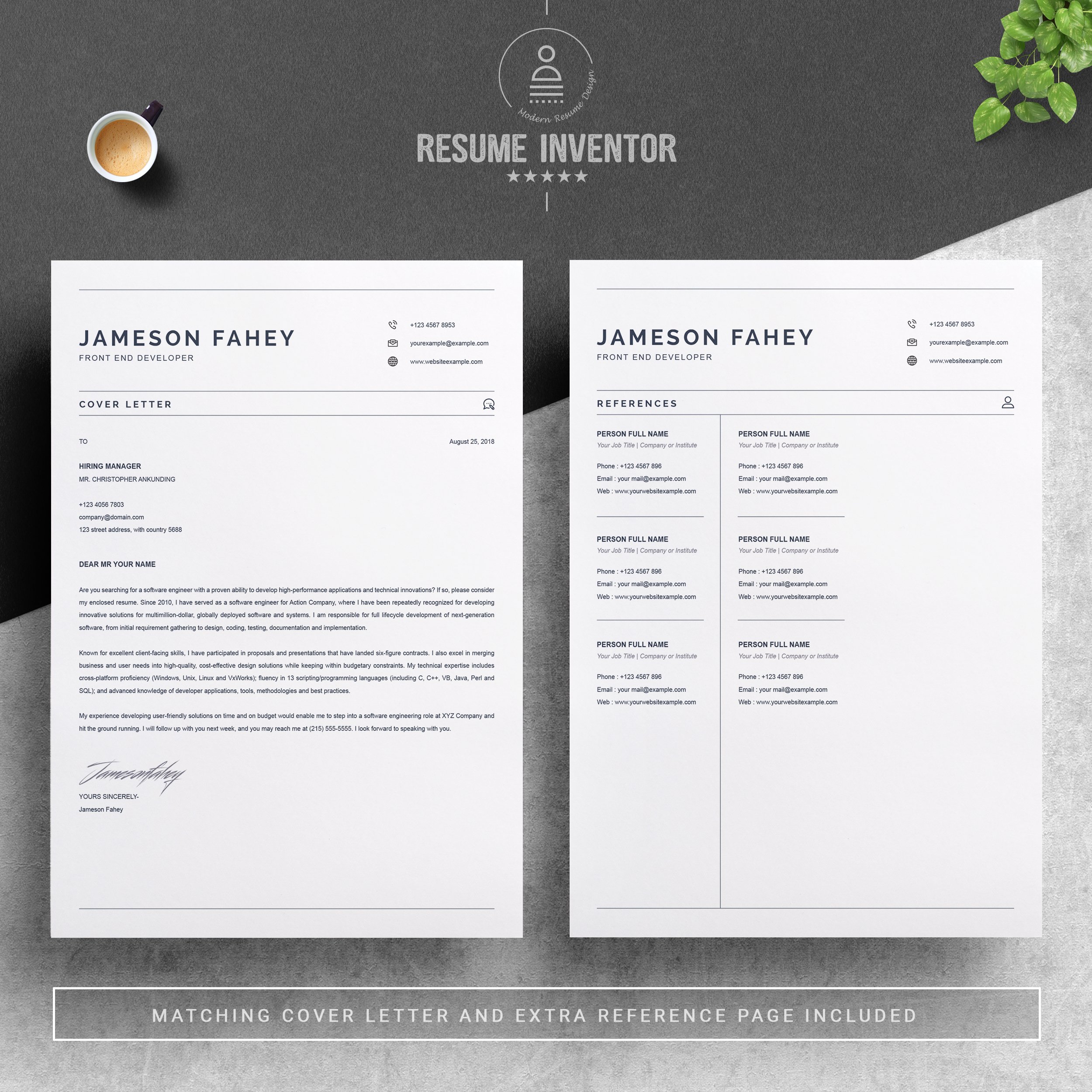 03 2 pages free resume design template 536