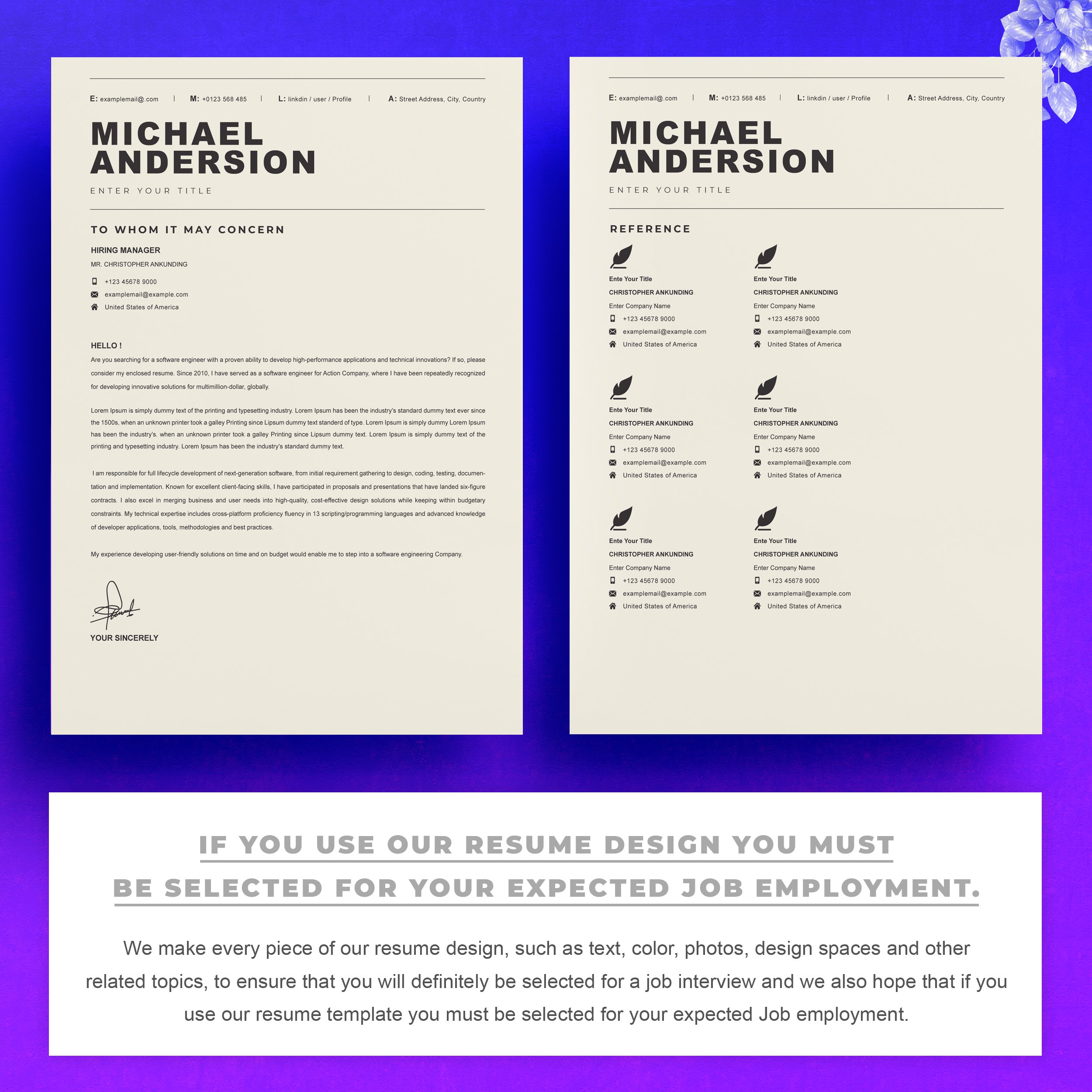 03 2 pages free resume design template 544