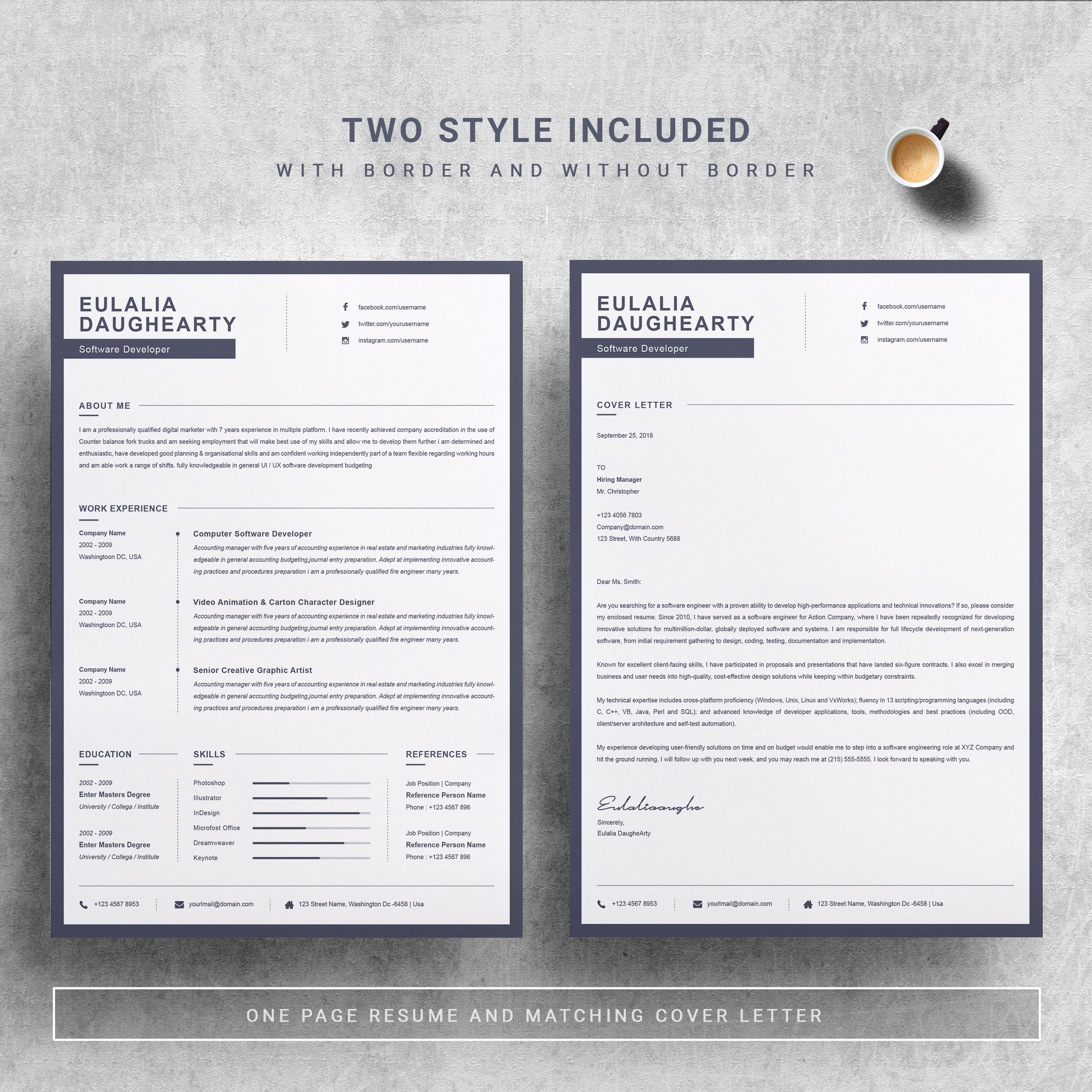 03 2 pages free resume design template 585