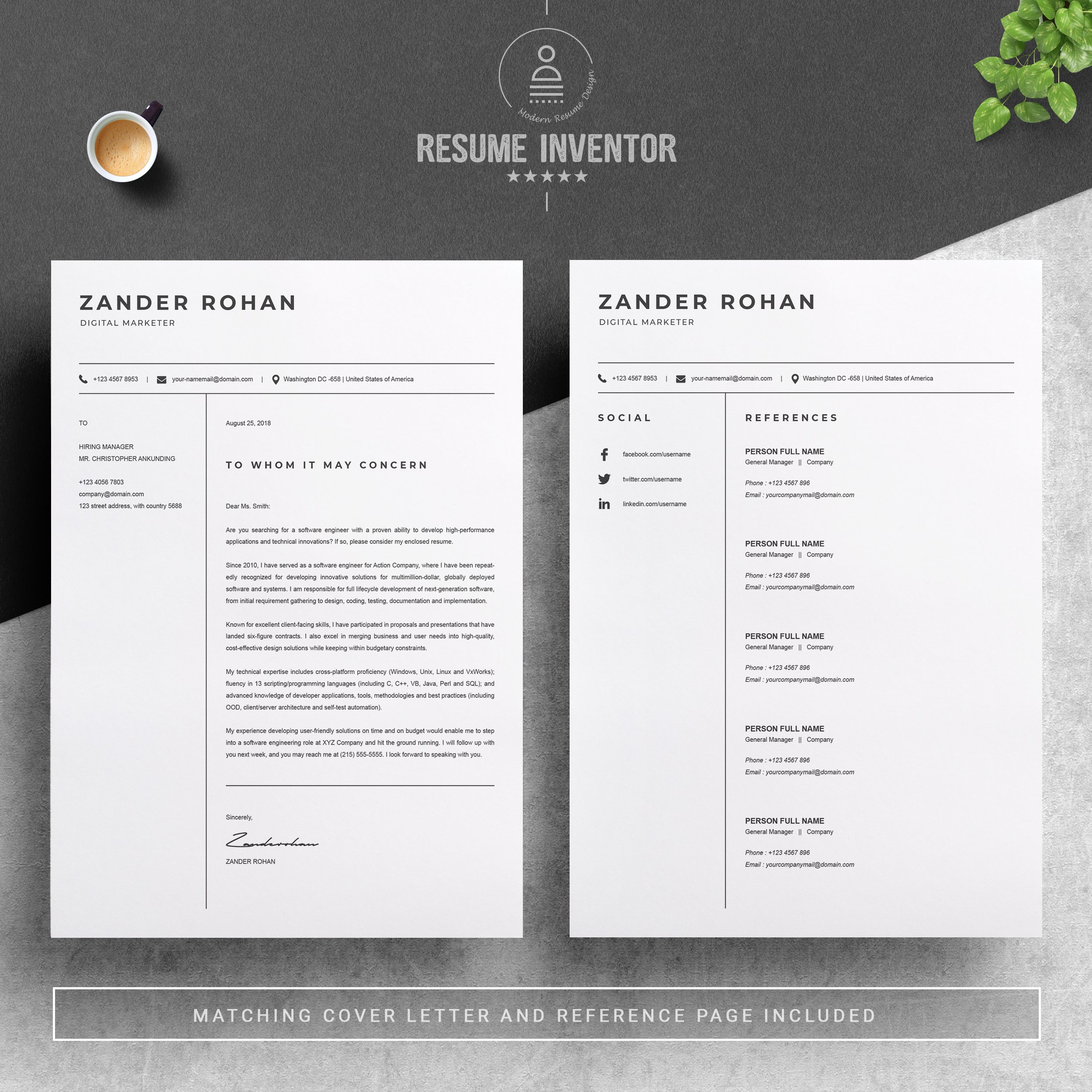 03 2 pages free resume design template 589