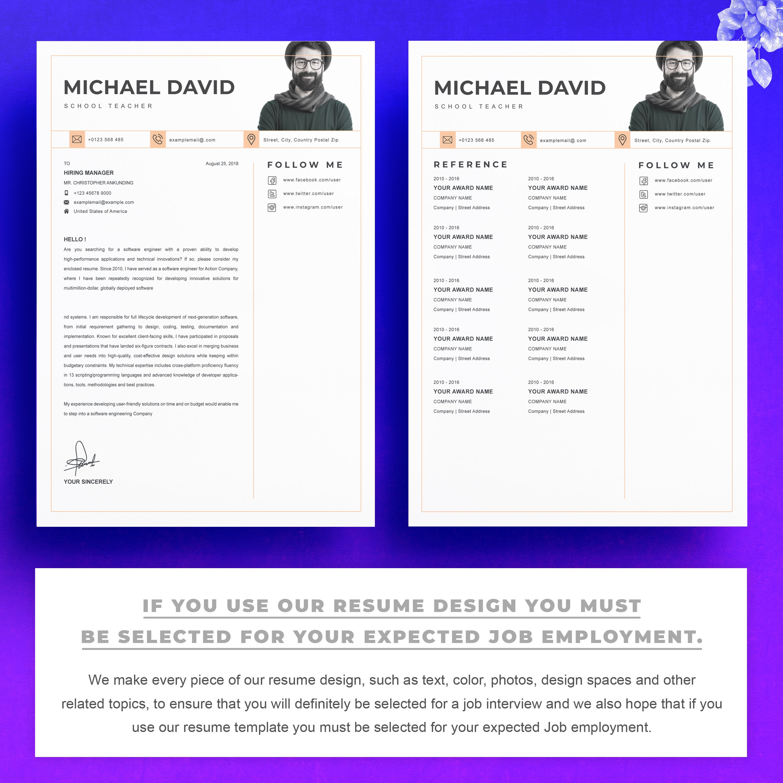 03 2 pages free resume design template 590