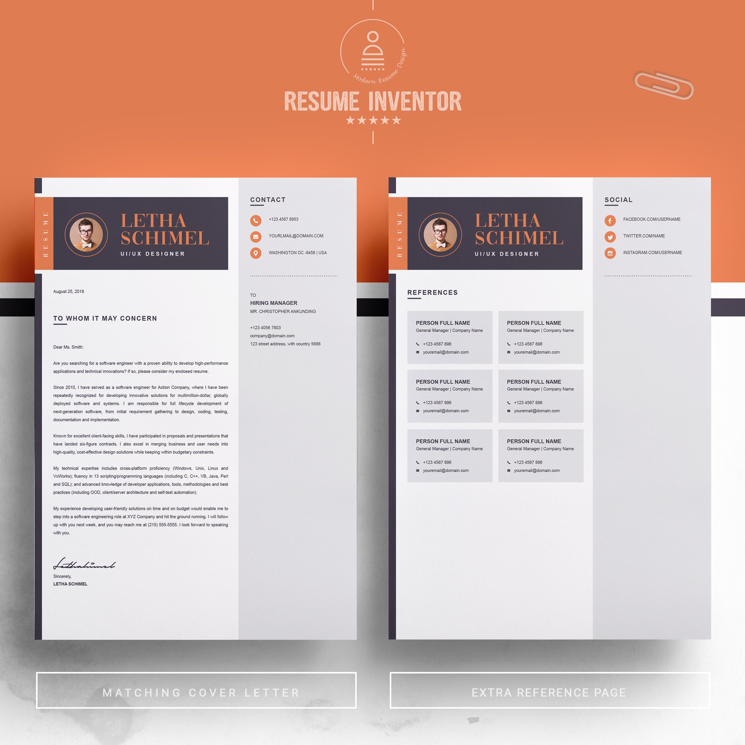 03 2 pages free resume design template 781