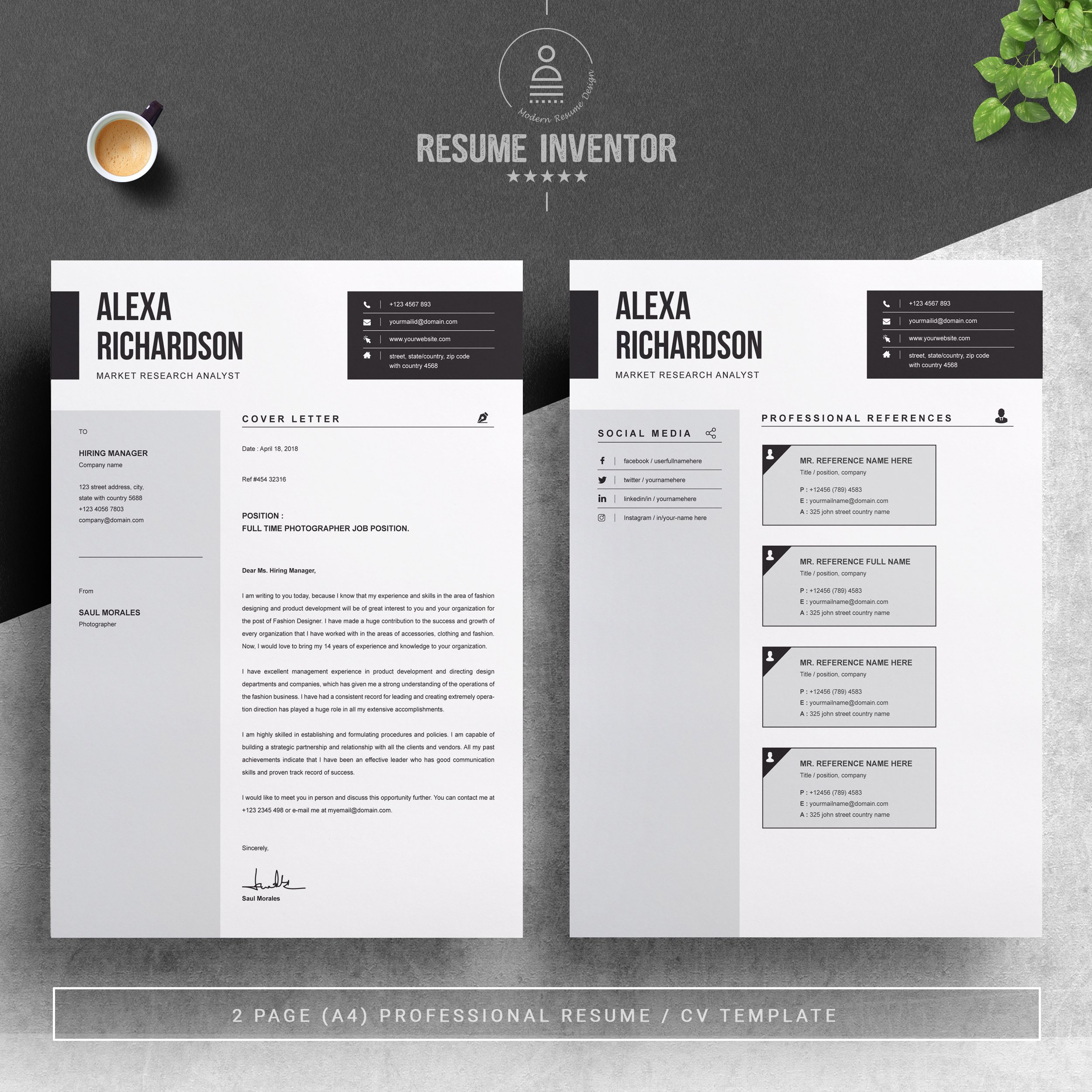 03 2 pages free resume design template 799