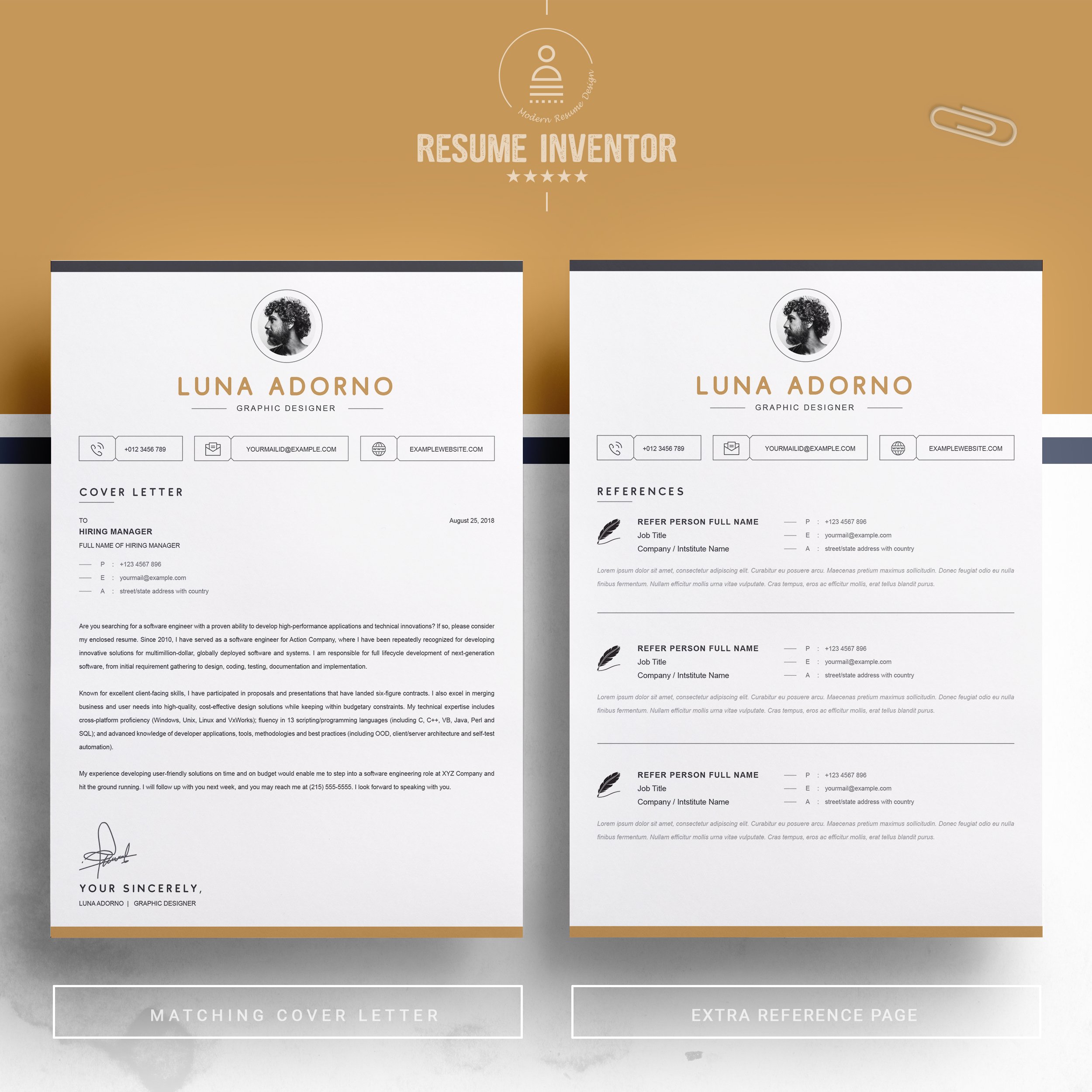 03 2 pages free resume design template 808