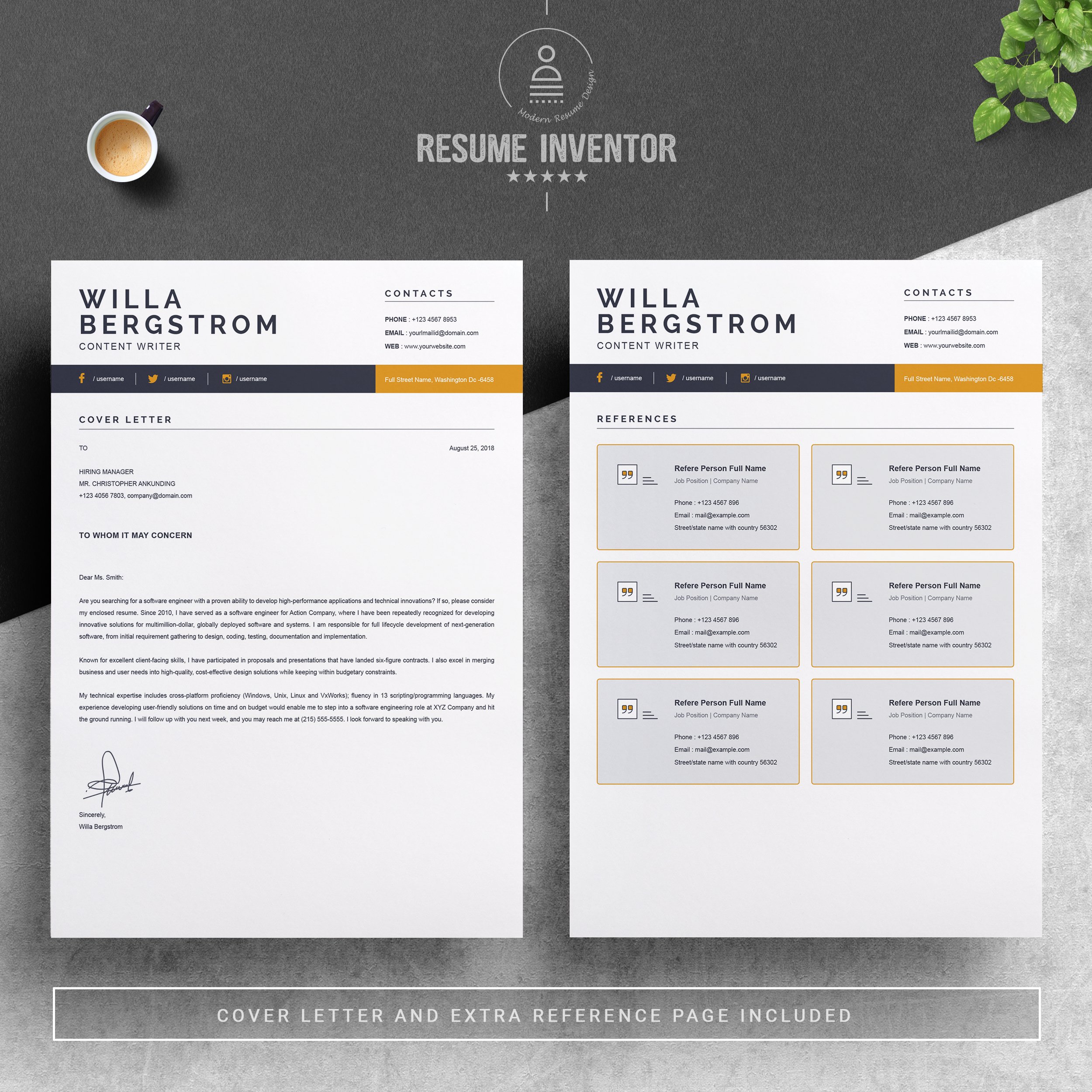 03 2 pages free resume design template 851