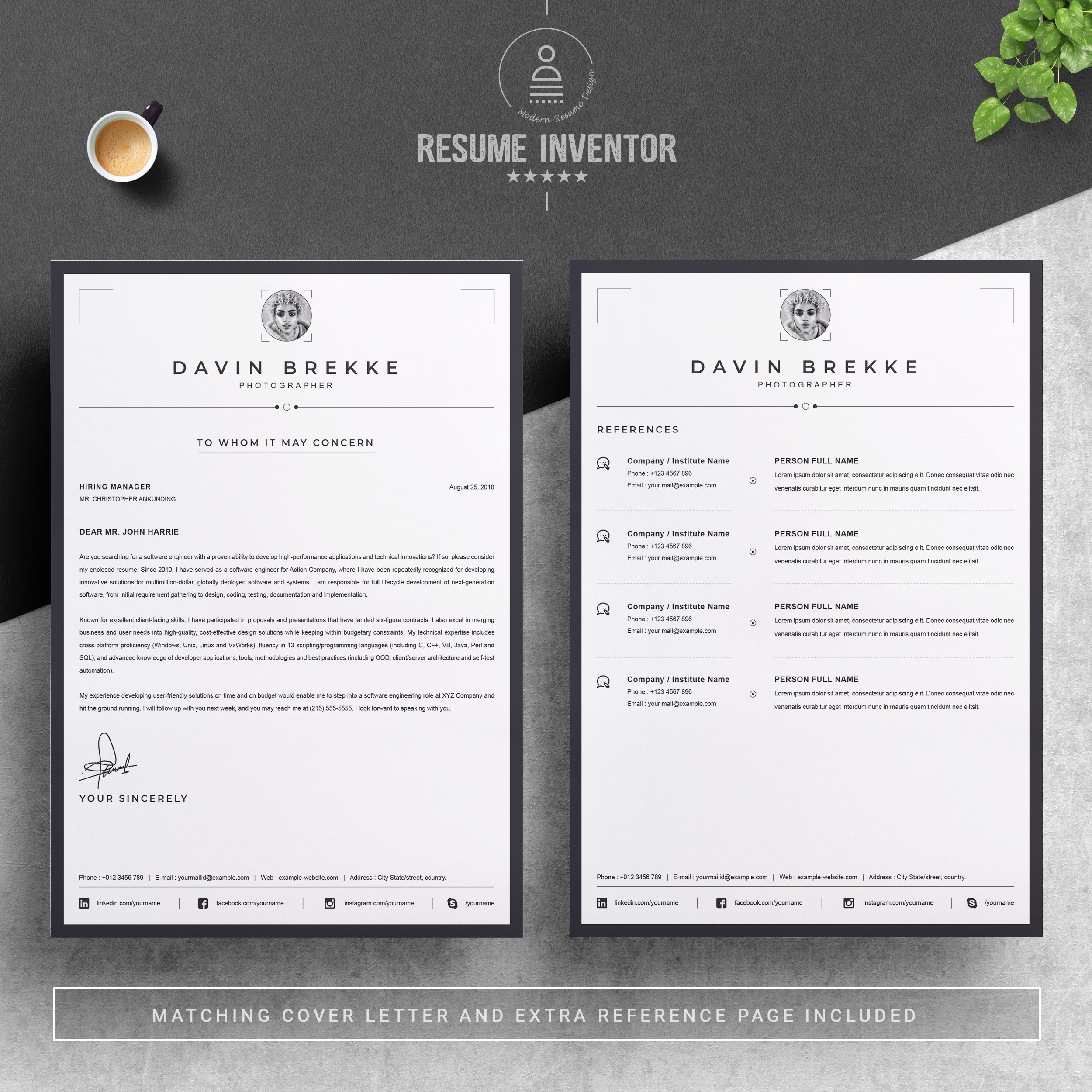 03 2 pages free resume design template 935