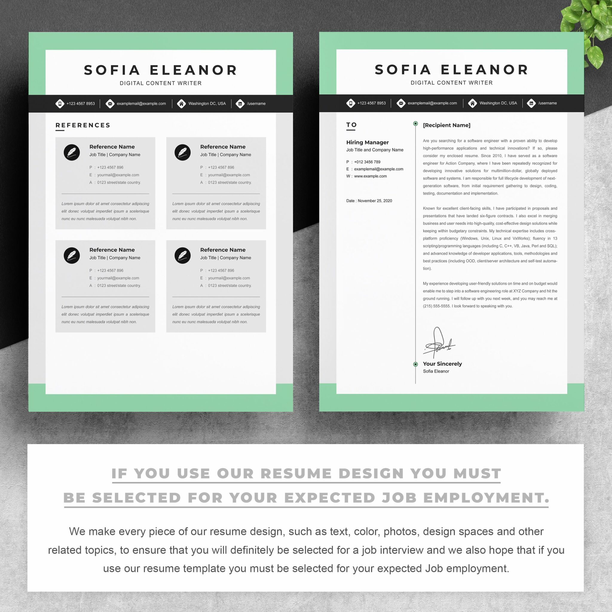 Creative Resume Template Word, CV – MasterBundles